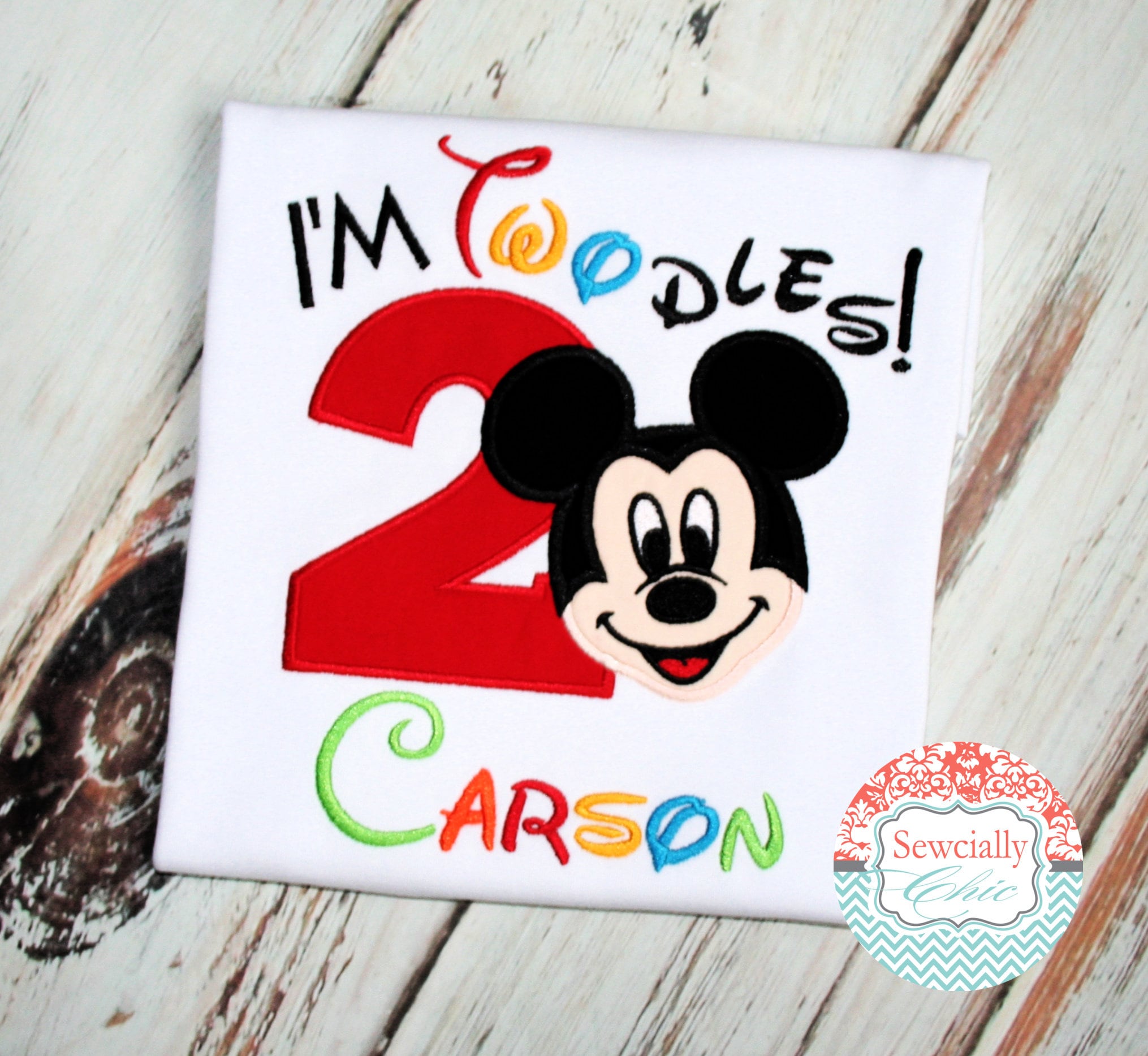 Embroidered I'm Twodles Mickey Mouse Clubhouse Shirt for a Mickey Second Birthday – Disney Birthday Tee