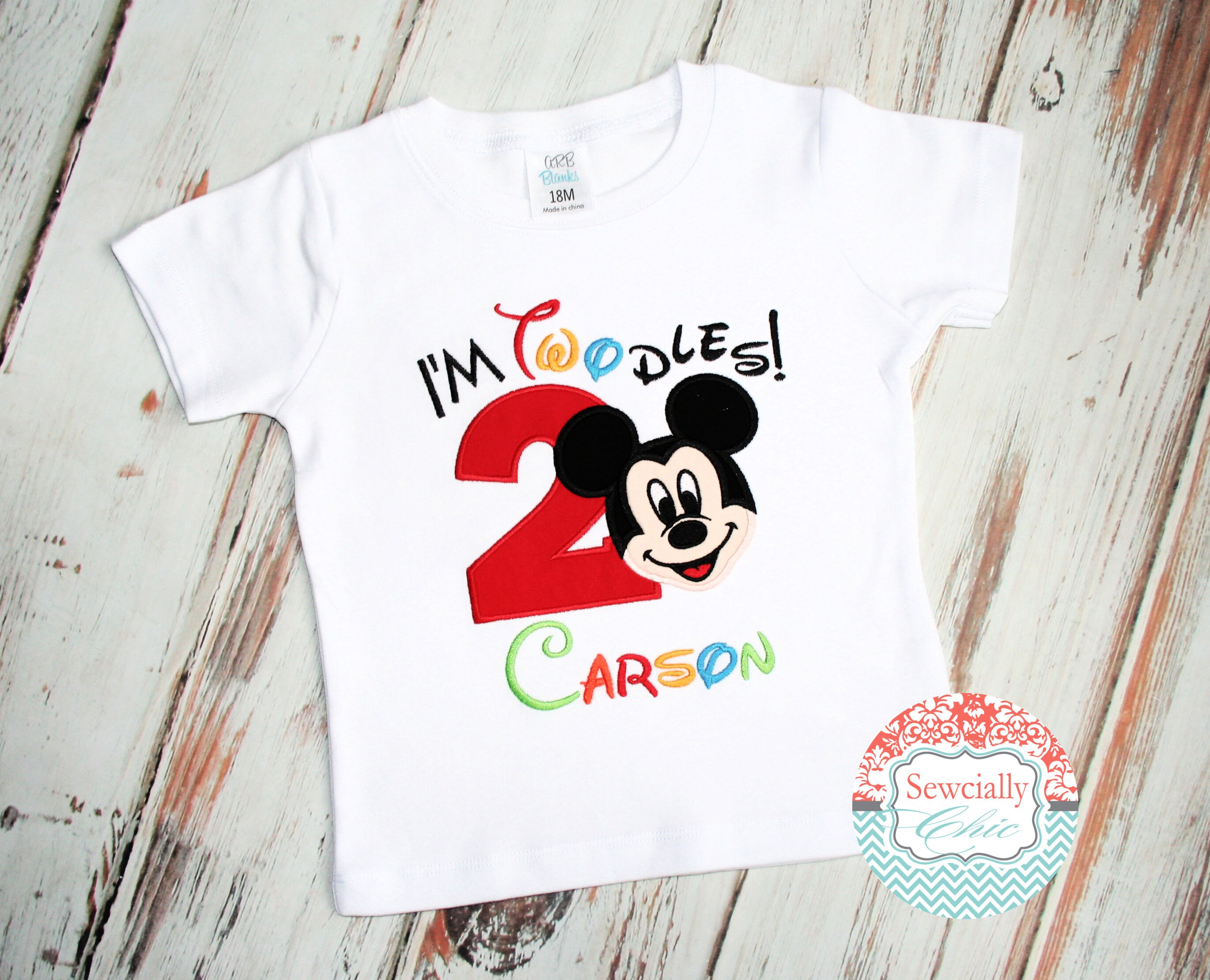 Embroidered I'm Twodles Mickey Mouse Clubhouse Shirt for a Mickey Second Birthday – Disney Birthday Tee - photo 2