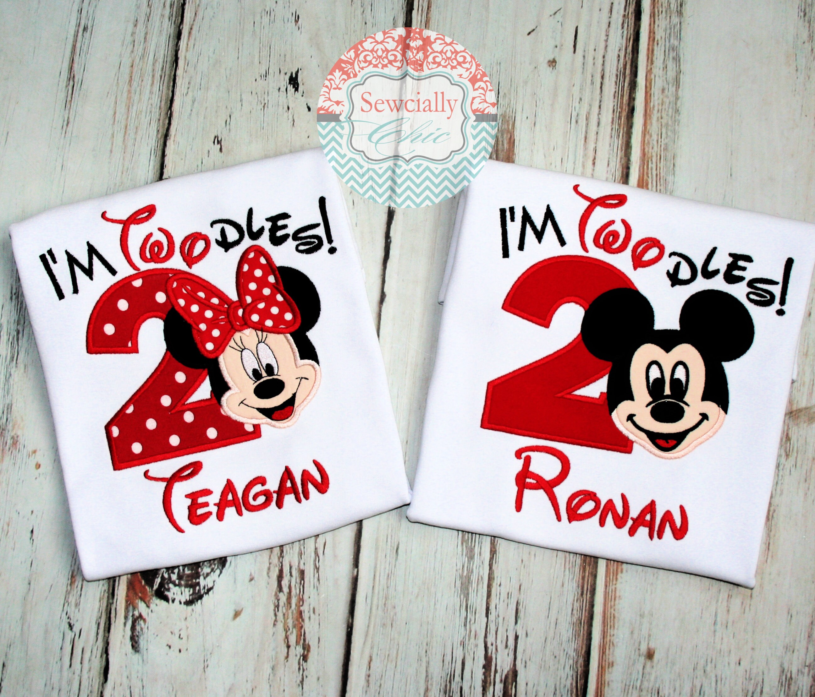 Embroidered I'm Twodles Mickey Mouse Clubhouse Shirt for a Mickey Second Birthday – Disney Birthday Tee - photo 3