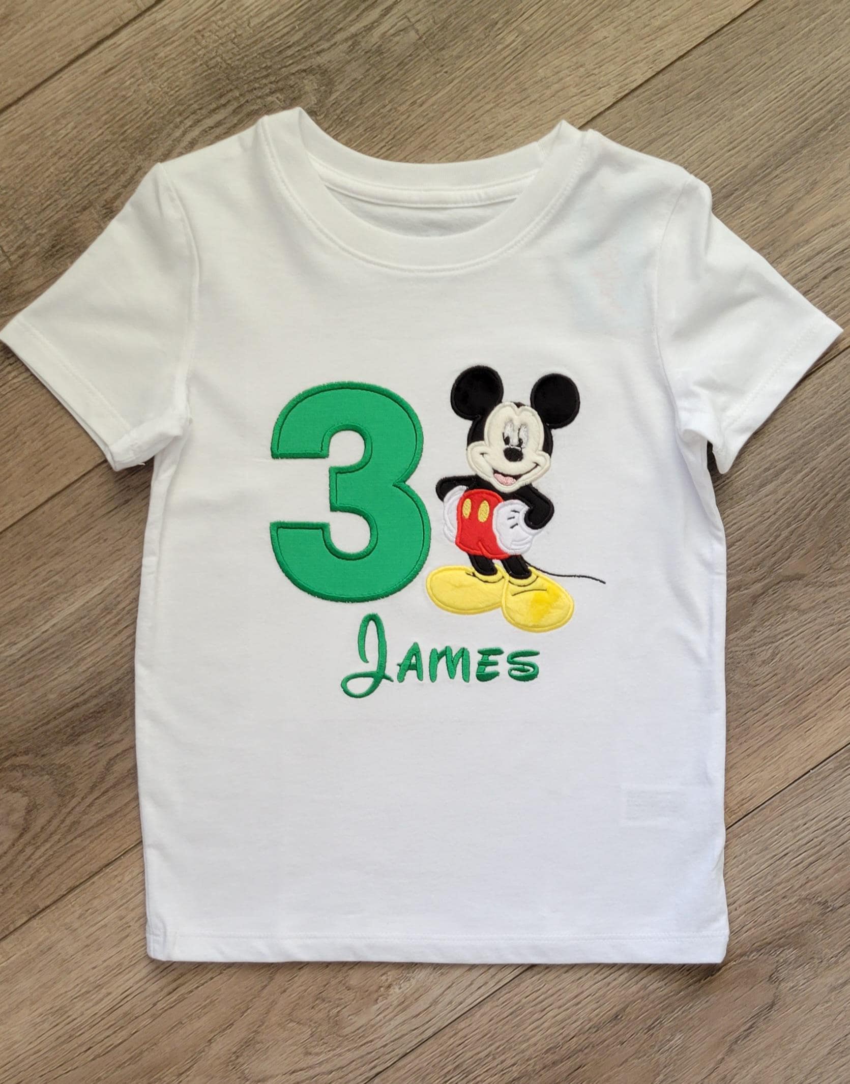 Mickey Mouse Applique Birthday Shirt with Embroidered Cotton Blend Fabric for a Birthday Celebration - photo 6