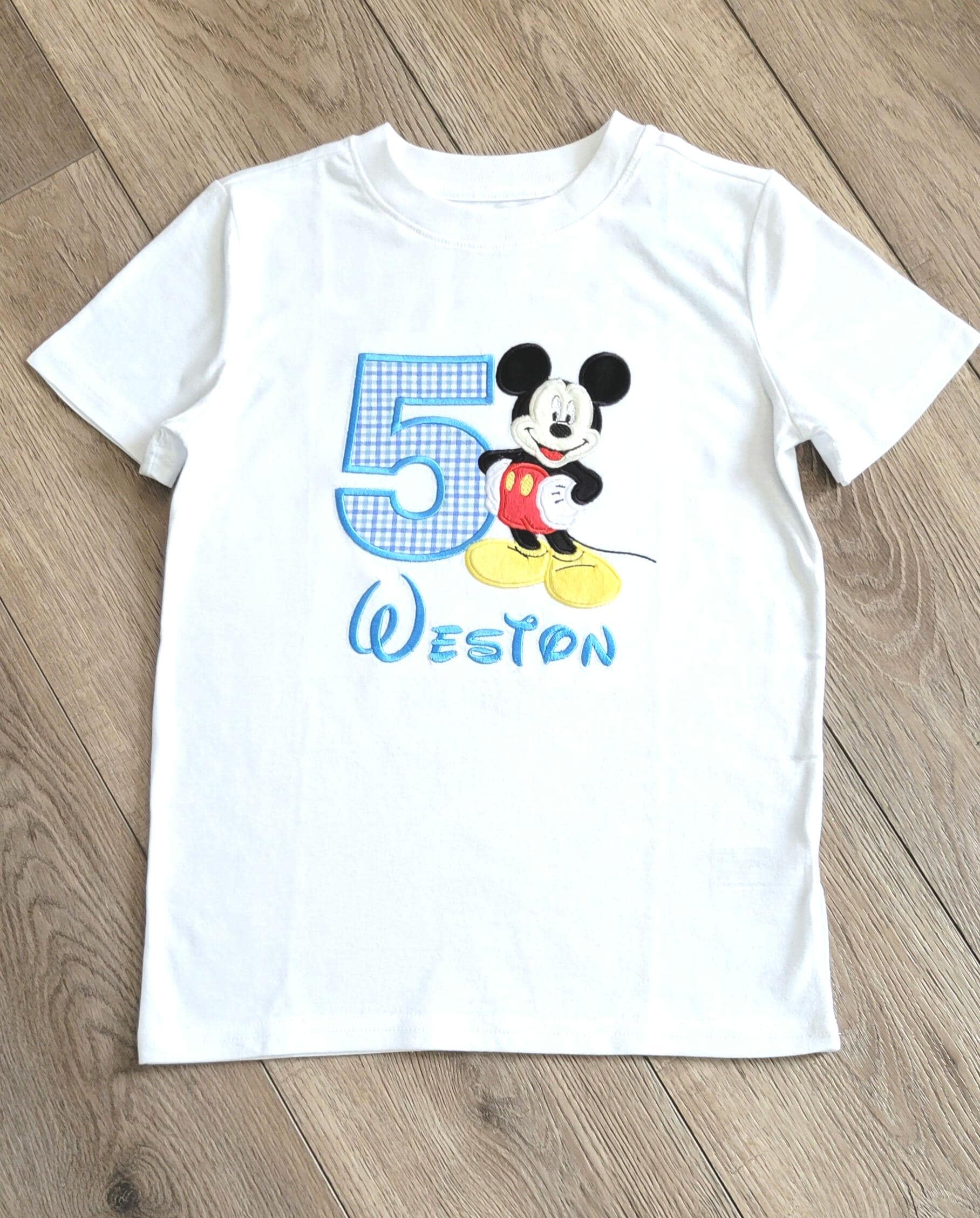 Mickey Mouse Applique Birthday Shirt with Embroidered Cotton Blend Fabric for a Birthday Celebration - photo 7