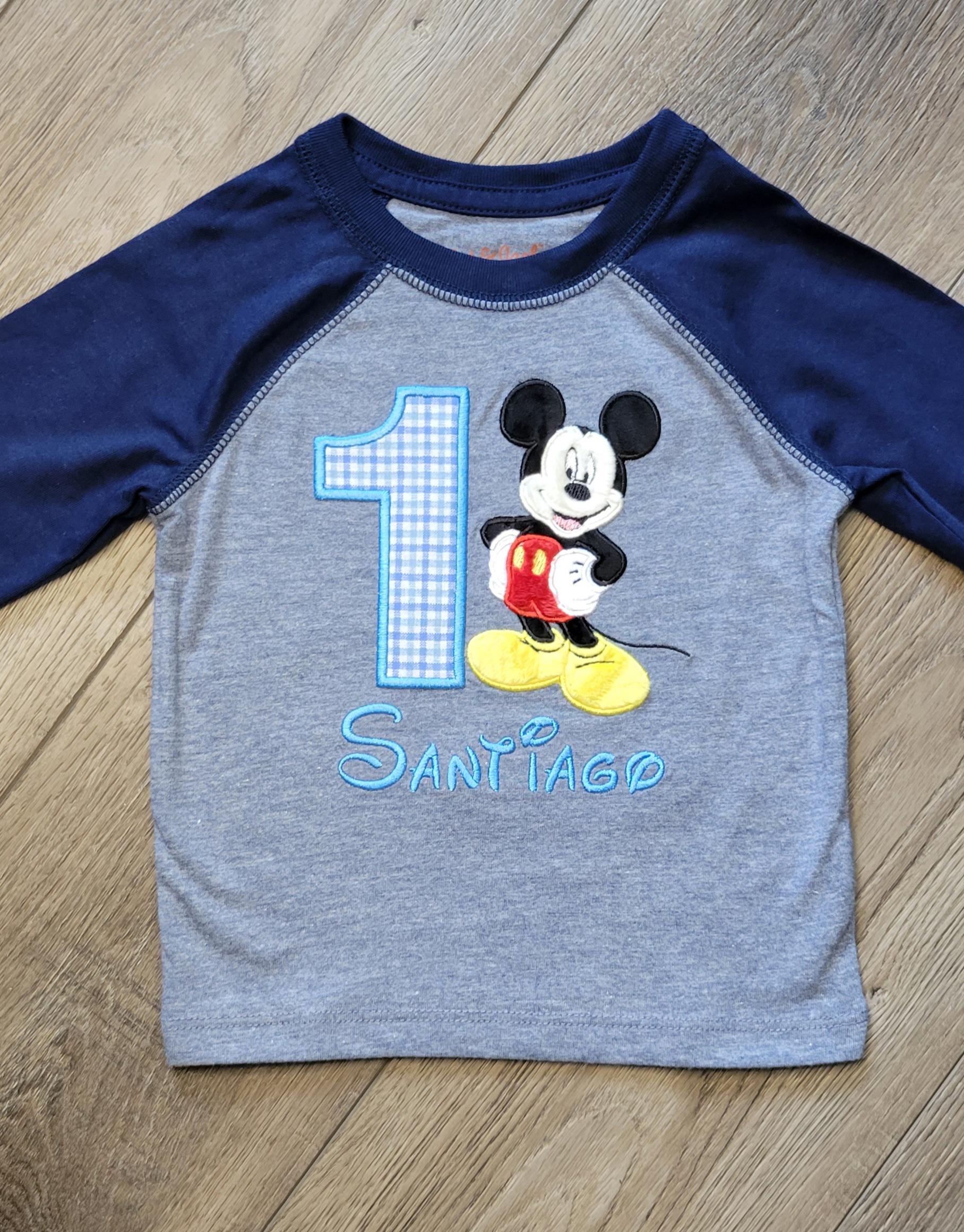 Mickey Mouse Applique Birthday Shirt with Embroidered Cotton Blend Fabric for a Birthday Celebration - photo 8
