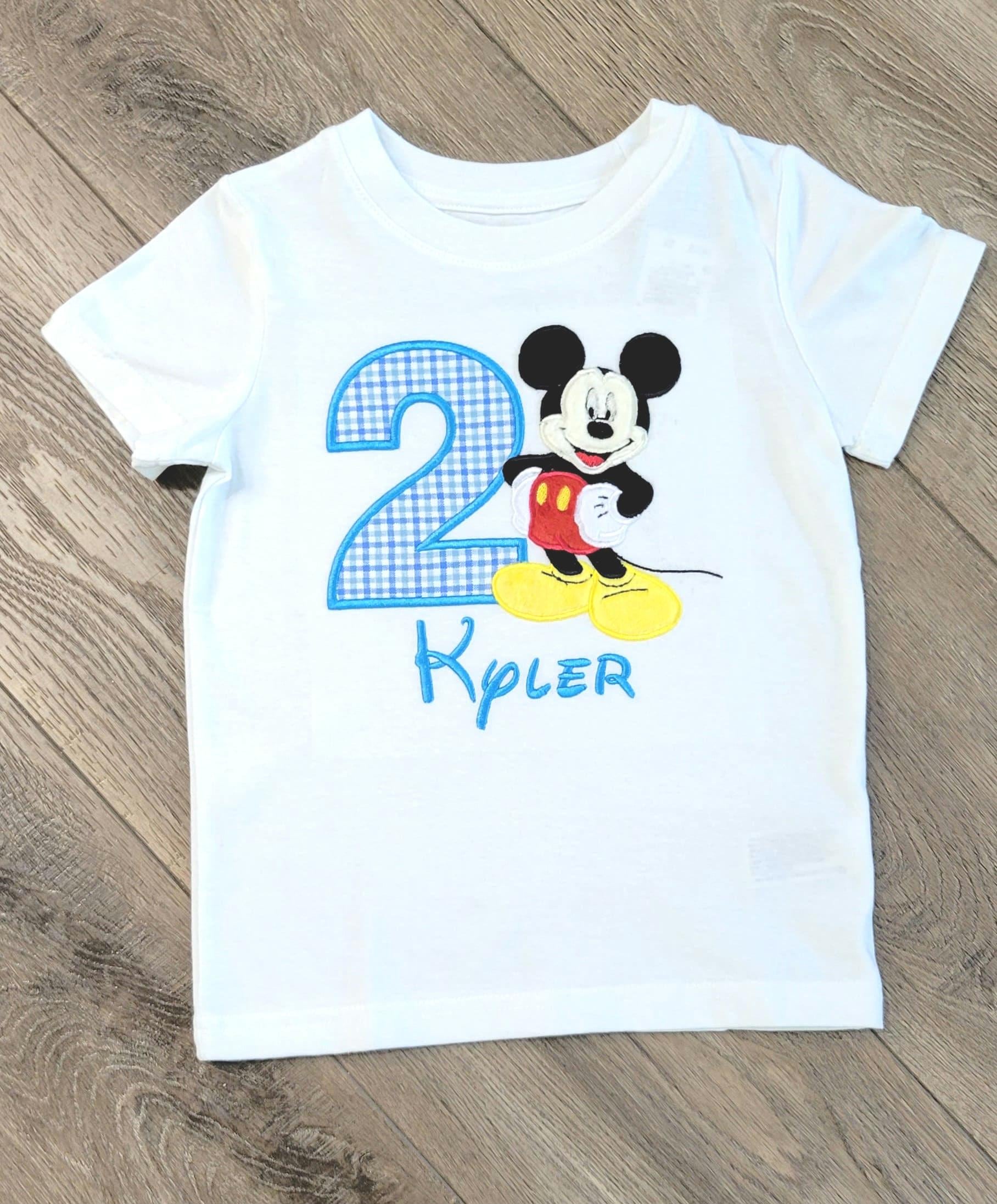 Mickey Mouse Applique Birthday Shirt with Embroidered Cotton Blend Fabric for a Birthday Celebration - photo 9