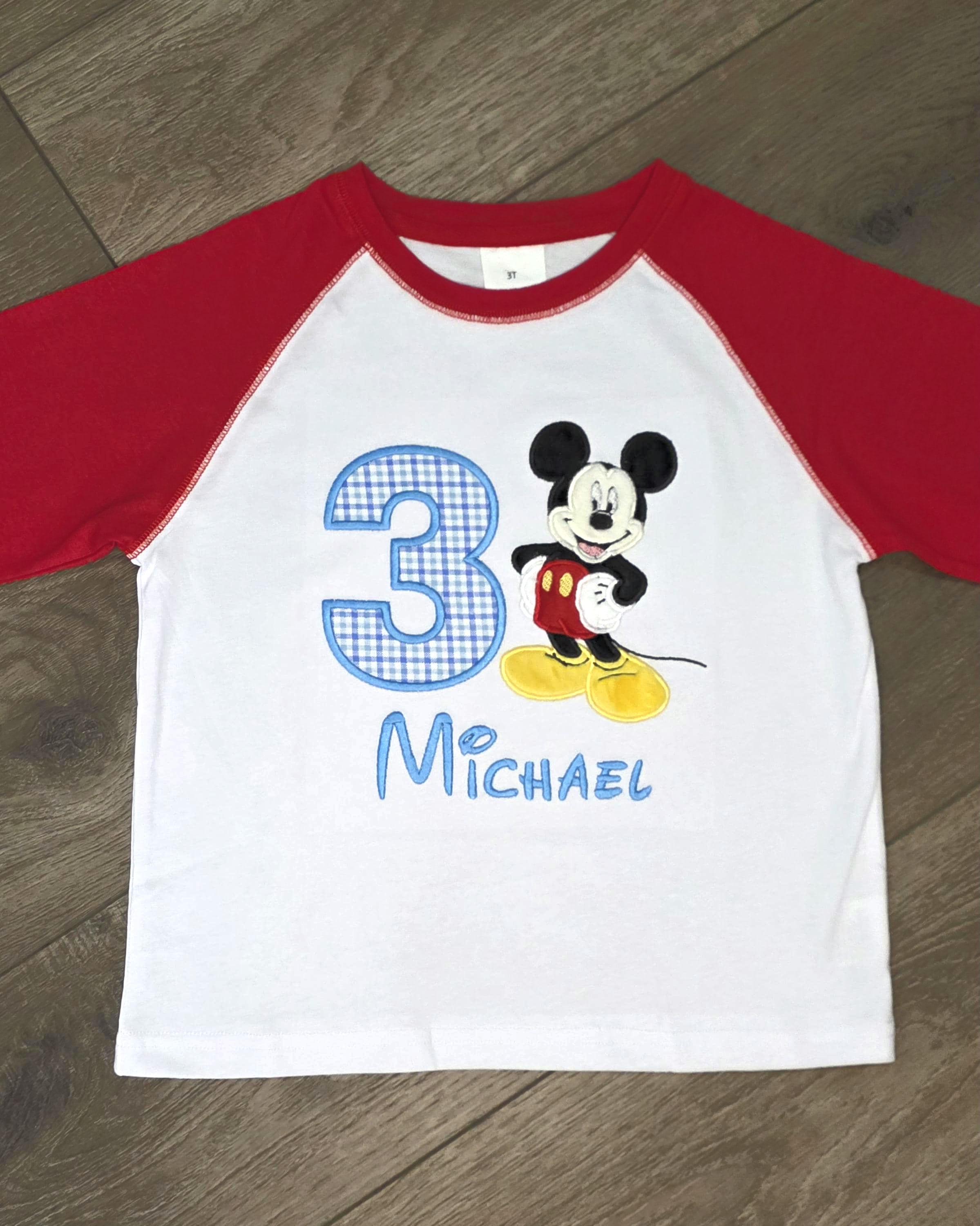 Mickey Mouse Applique Birthday Shirt with Embroidered Cotton Blend Fabric for a Birthday Celebration - photo 11