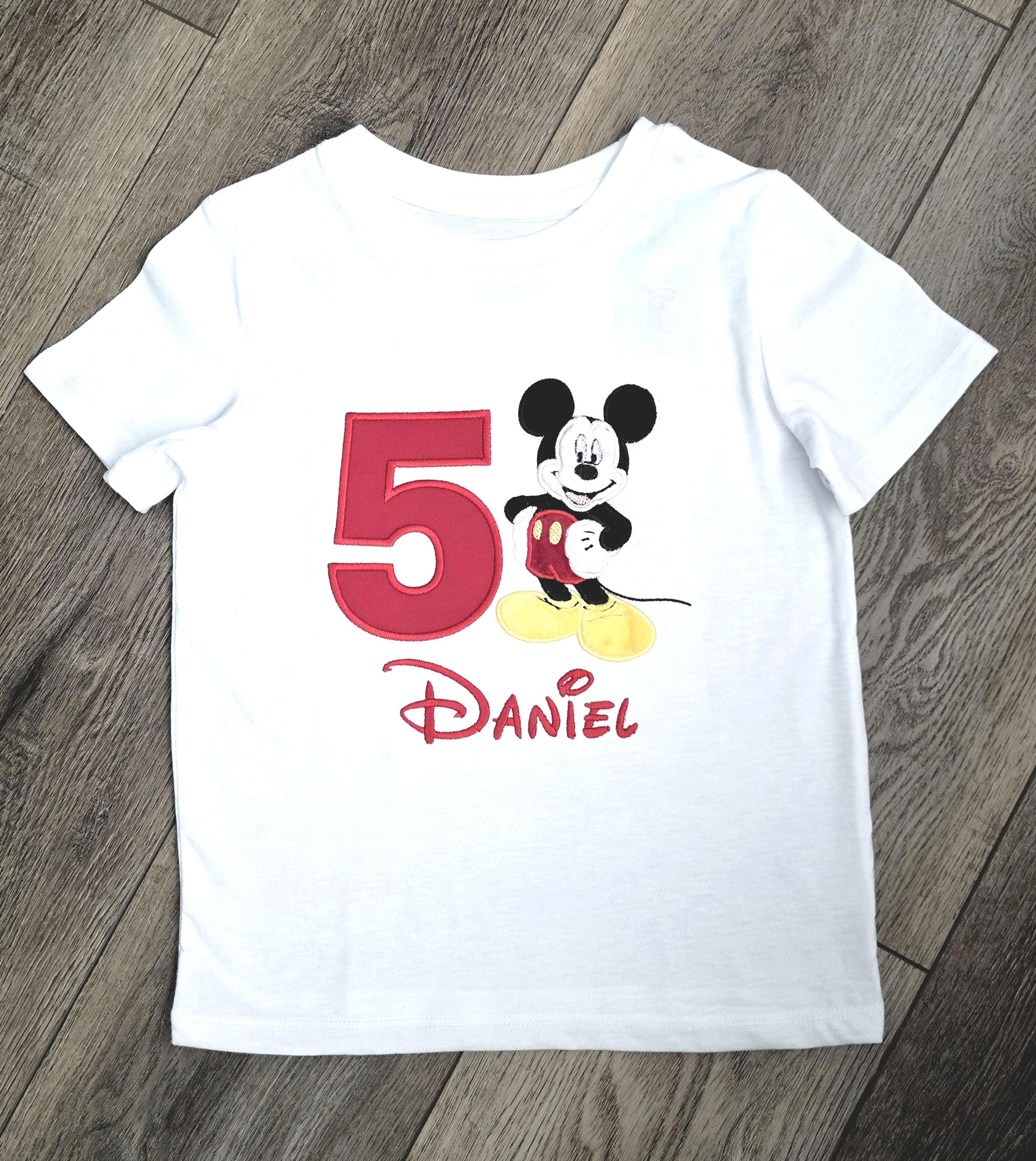 Mickey Mouse Applique Birthday Shirt with Embroidered Cotton Blend Fabric for a Birthday Celebration - photo 13