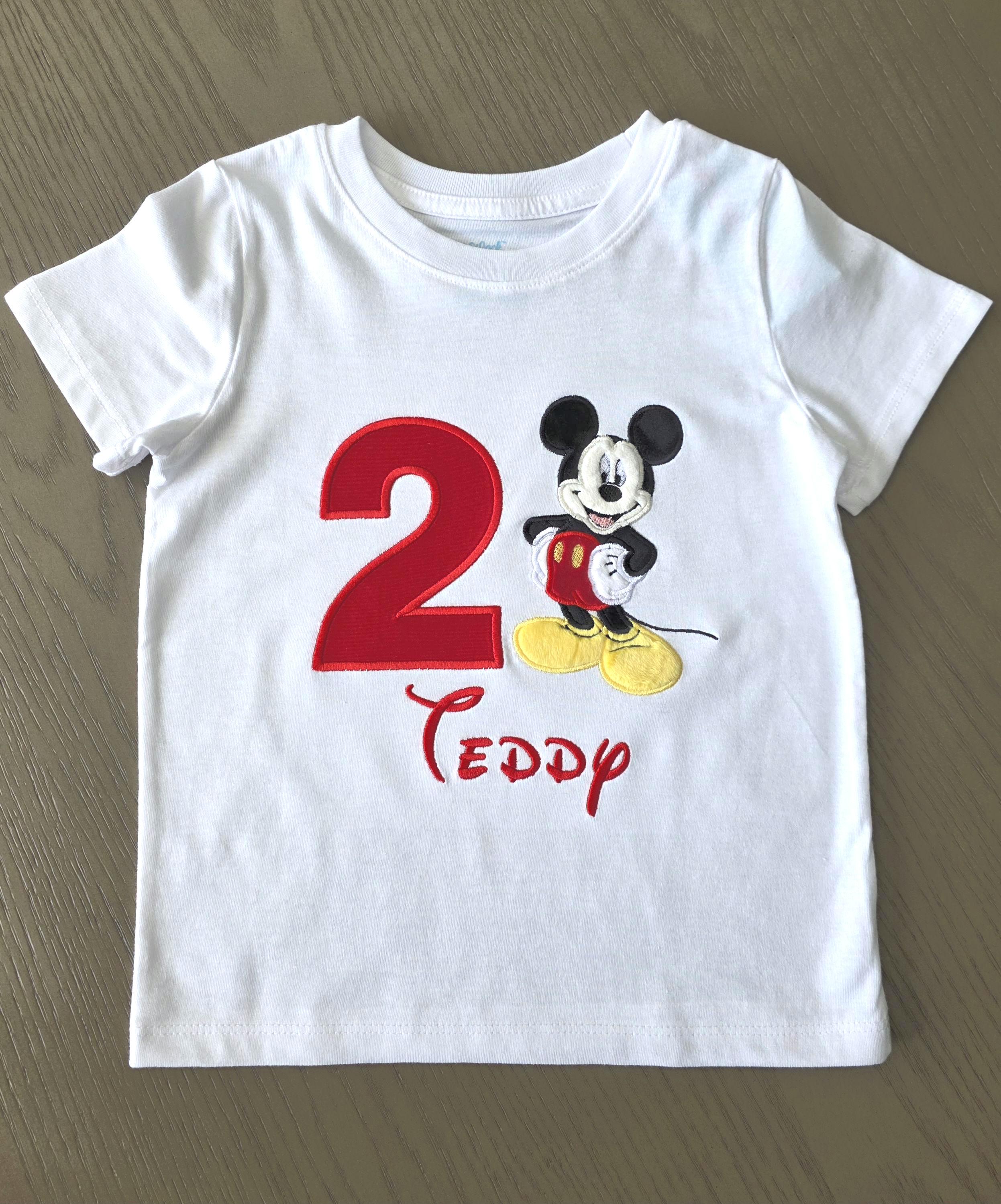 Mickey Mouse Applique Birthday Shirt with Embroidered Cotton Blend Fabric for a Birthday Celebration - photo 14