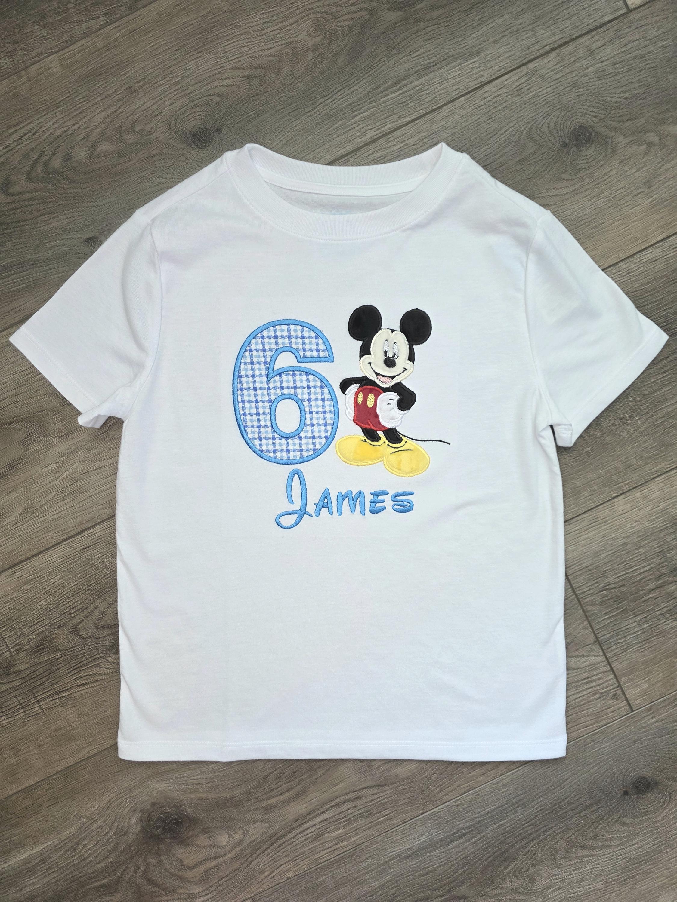 Mickey Mouse Applique Birthday Shirt with Embroidered Cotton Blend Fabric for a Birthday Celebration - photo 15