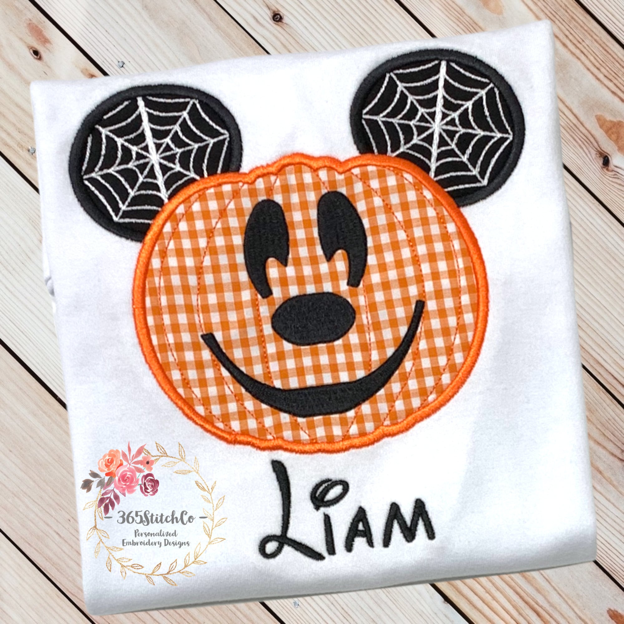 Personalized Embroidered Mickey Mouse Pumpkin Halloween Shirt for Boys – Custom Mickey Pumpkin Tee