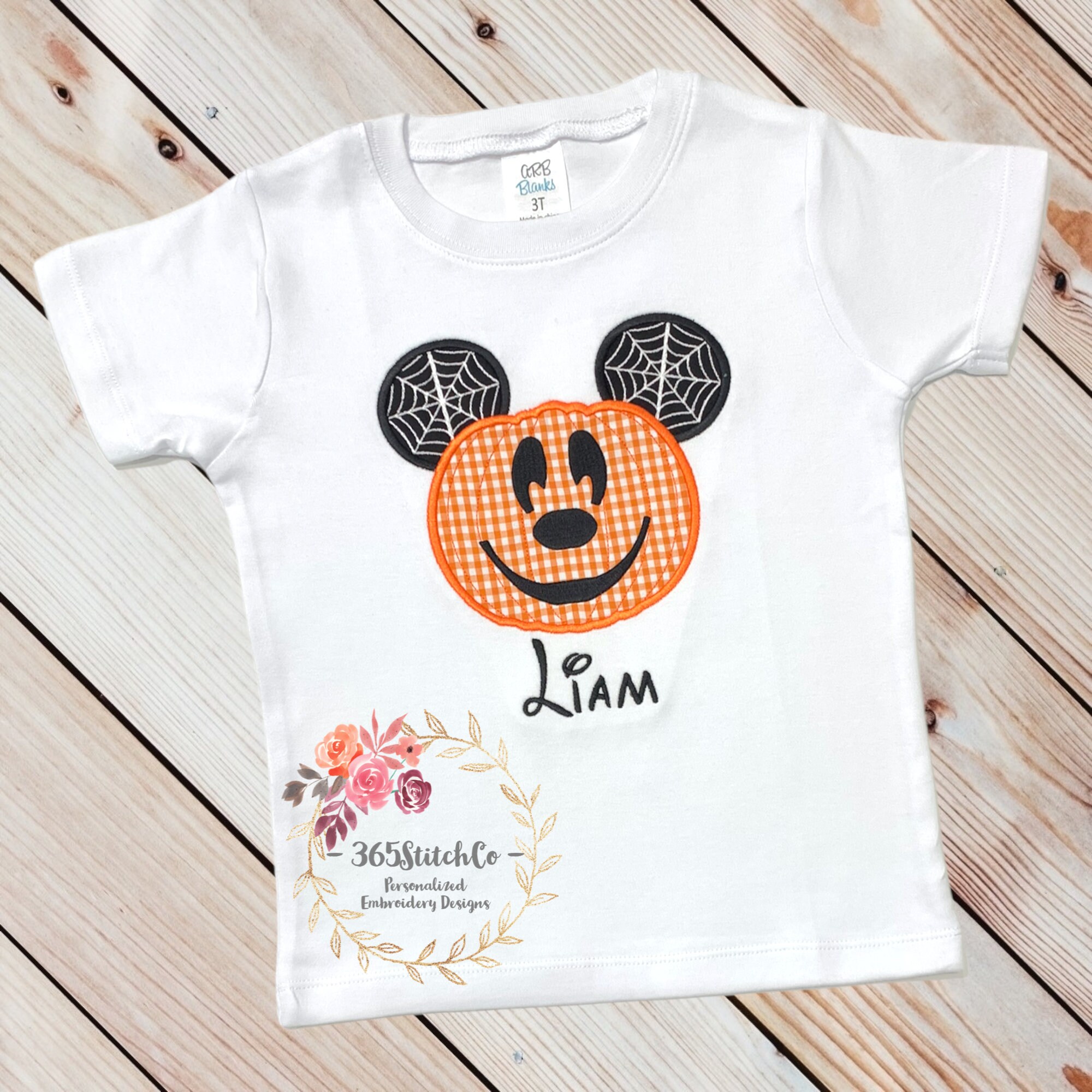Personalized Embroidered Mickey Mouse Pumpkin Halloween Shirt for Boys – Custom Mickey Pumpkin Tee - photo 2