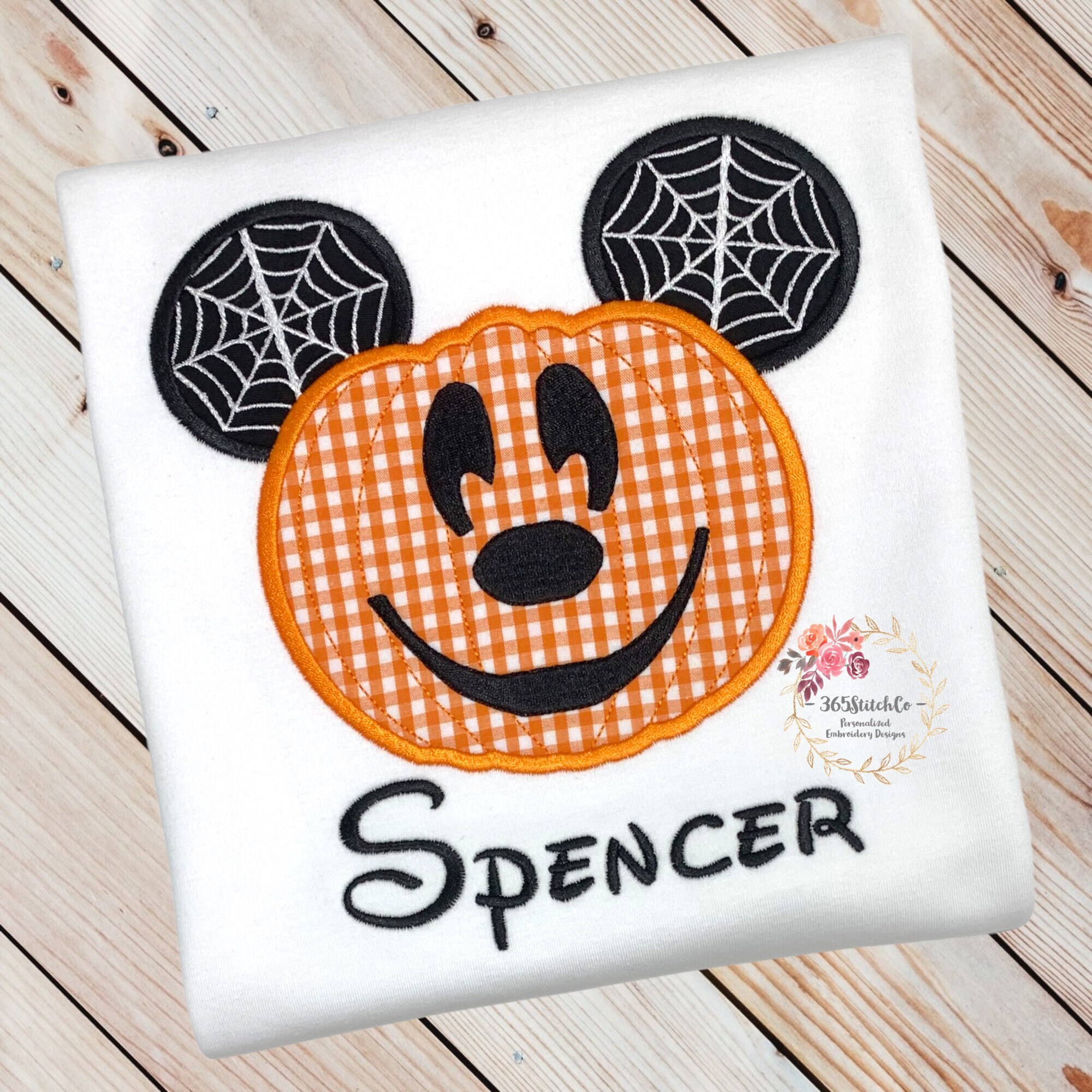 Personalized Embroidered Mickey Mouse Pumpkin Halloween Shirt for Boys – Custom Mickey Pumpkin Tee - photo 4