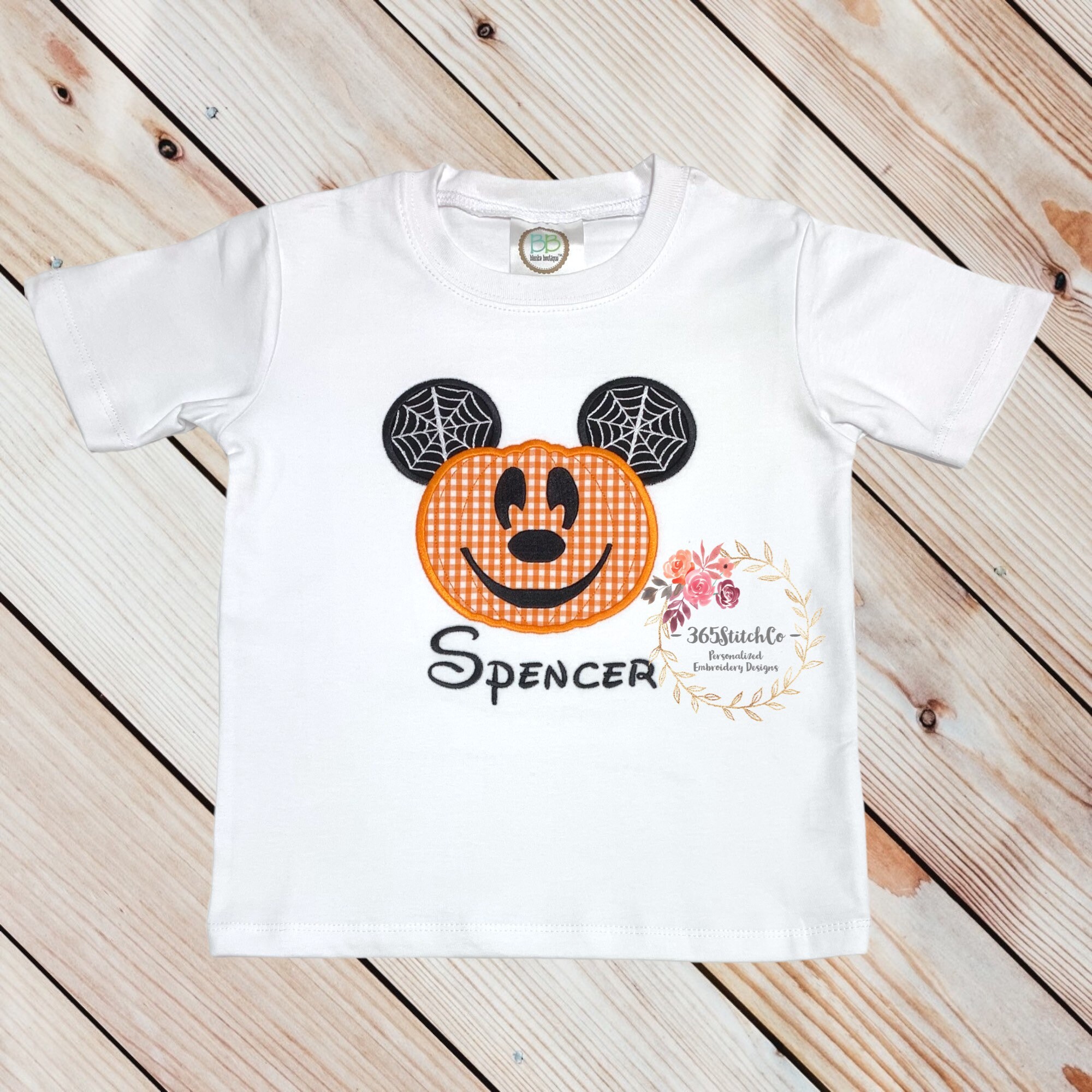 Personalized Embroidered Mickey Mouse Pumpkin Halloween Shirt for Boys – Custom Mickey Pumpkin Tee - photo 5
