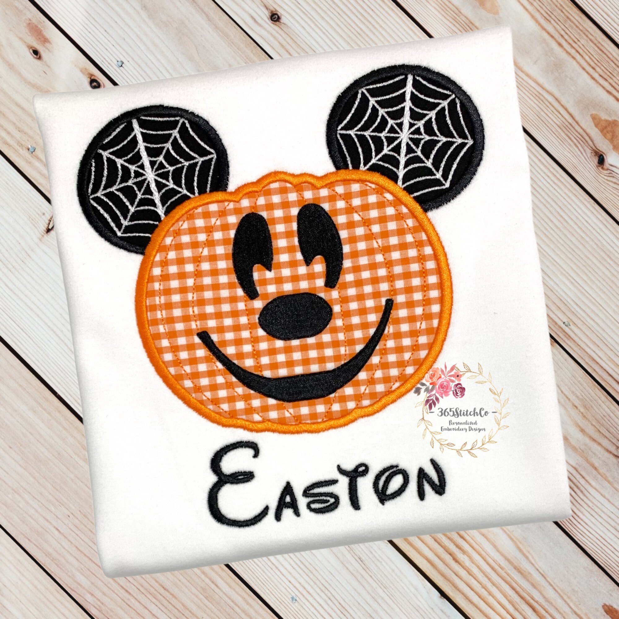 Personalized Embroidered Mickey Mouse Pumpkin Halloween Shirt for Boys – Custom Mickey Pumpkin Tee - photo 6