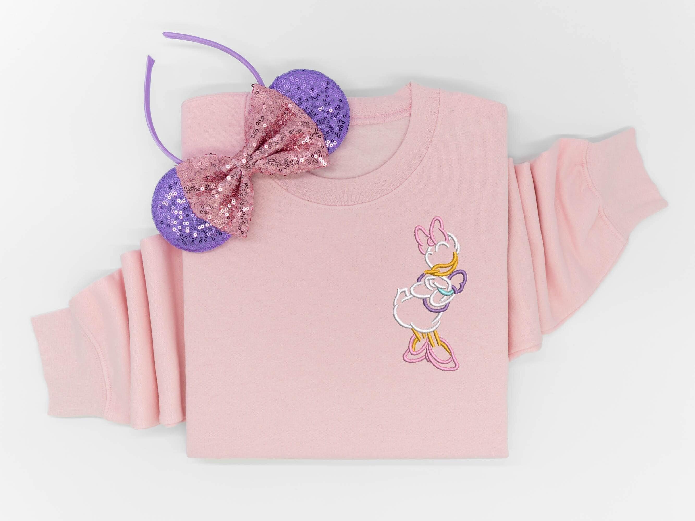 Embroidered Daisy Duck Disney Crewneck Sweatshirt – Disney Embroidered T-Shirt and Crew Neck Pullover