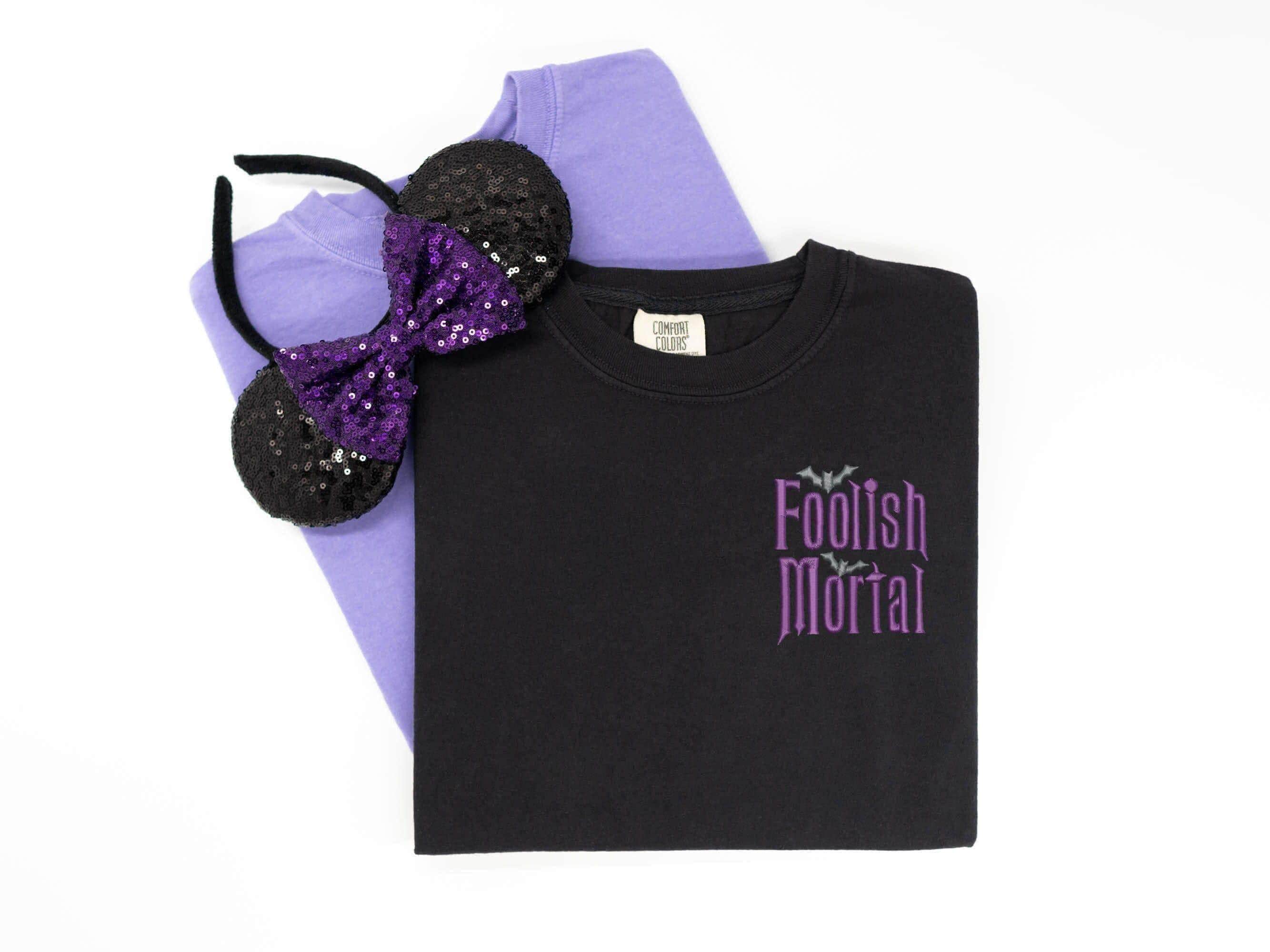 Embroidered Foolish Mortal Haunted Mansion T-Shirt with Ghost Host Design – Disney Shirt or Tank Top