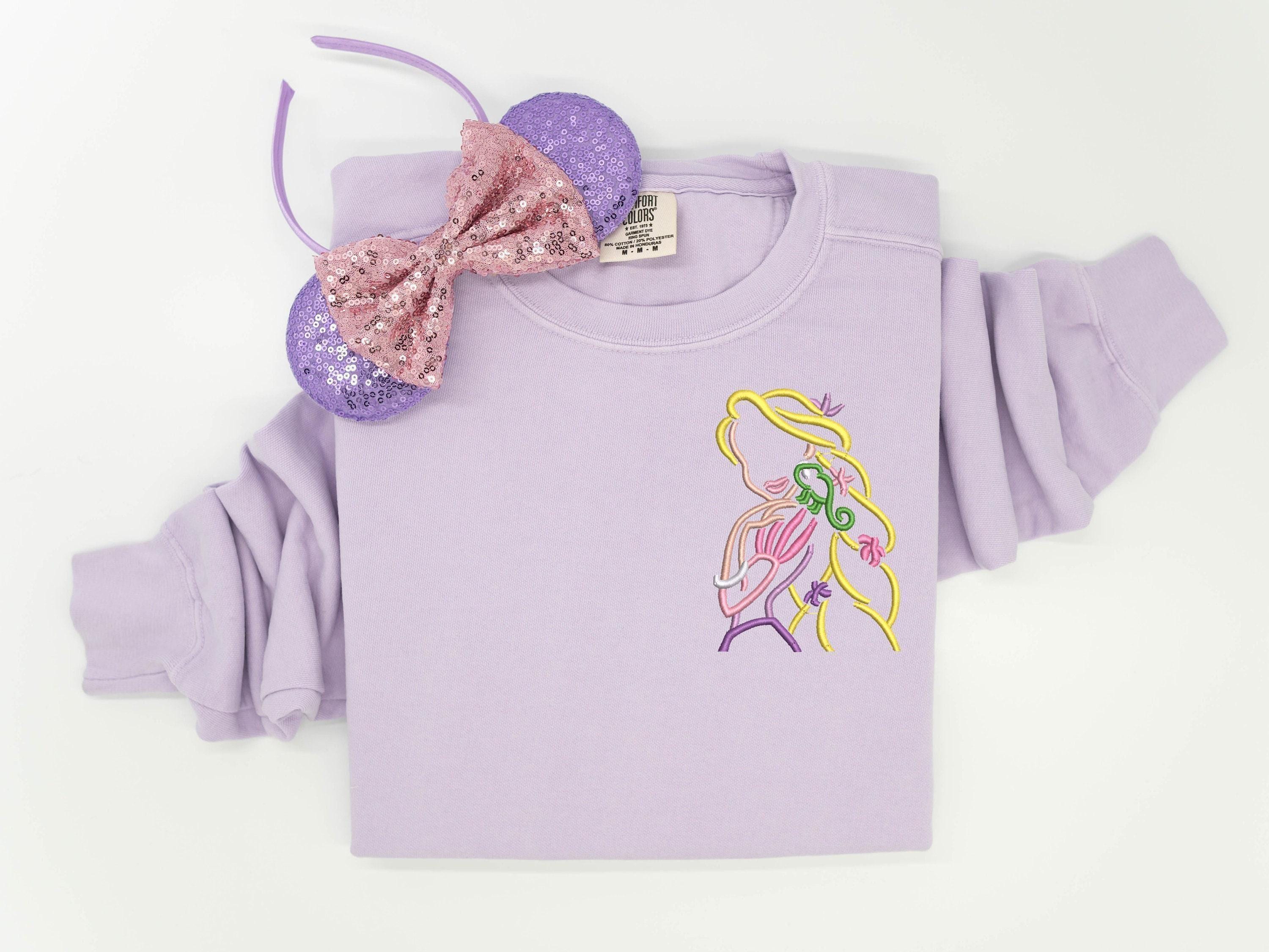 Embroidered Rapunzel Tangled Crewneck Sweatshirt with Pascal – Disney Princess Shirt and T-Shirt