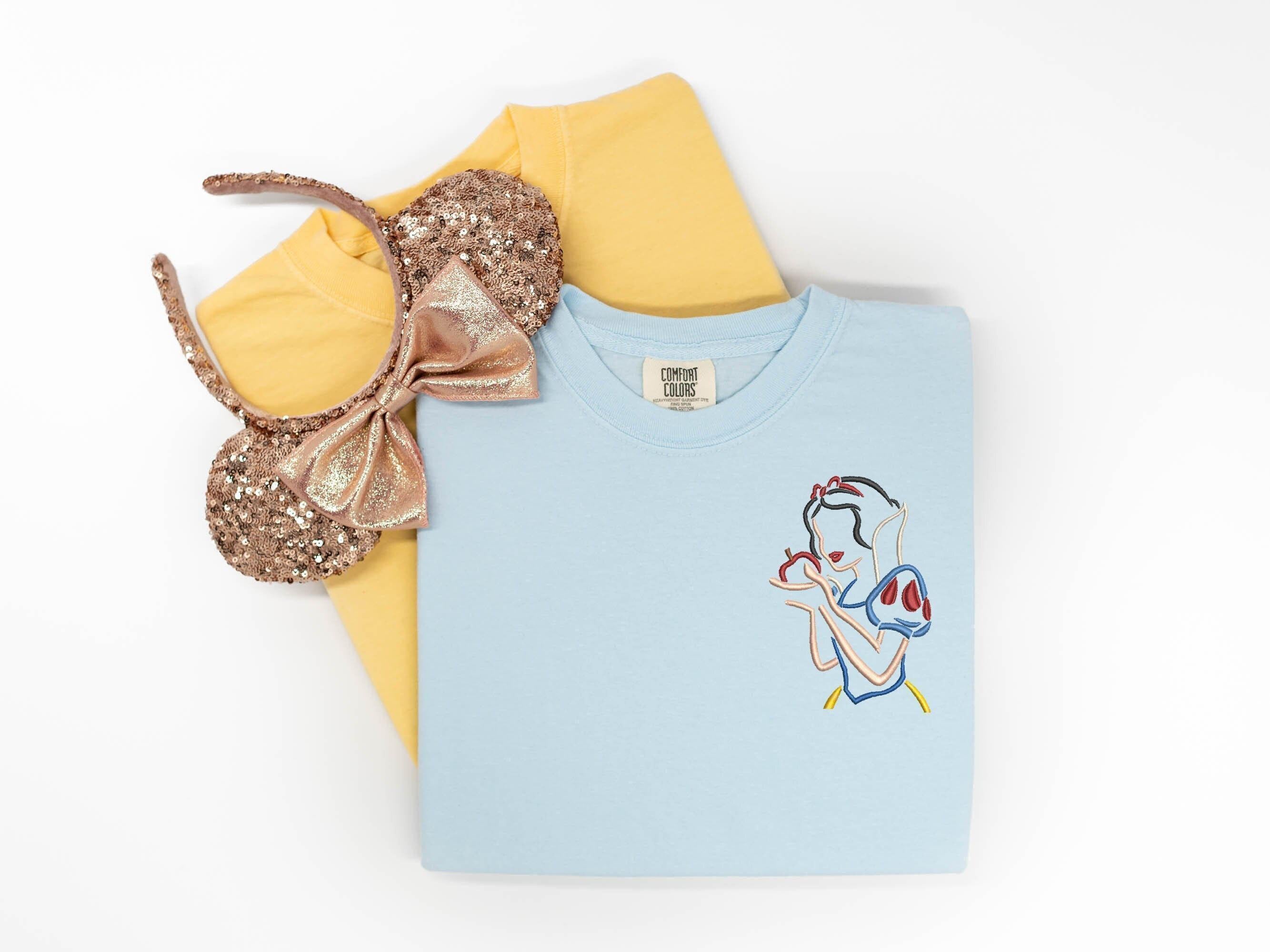 Embroidered Snow White T-Shirt with Seven Dwarves Design – Disney Princess Shirt and Tank Top