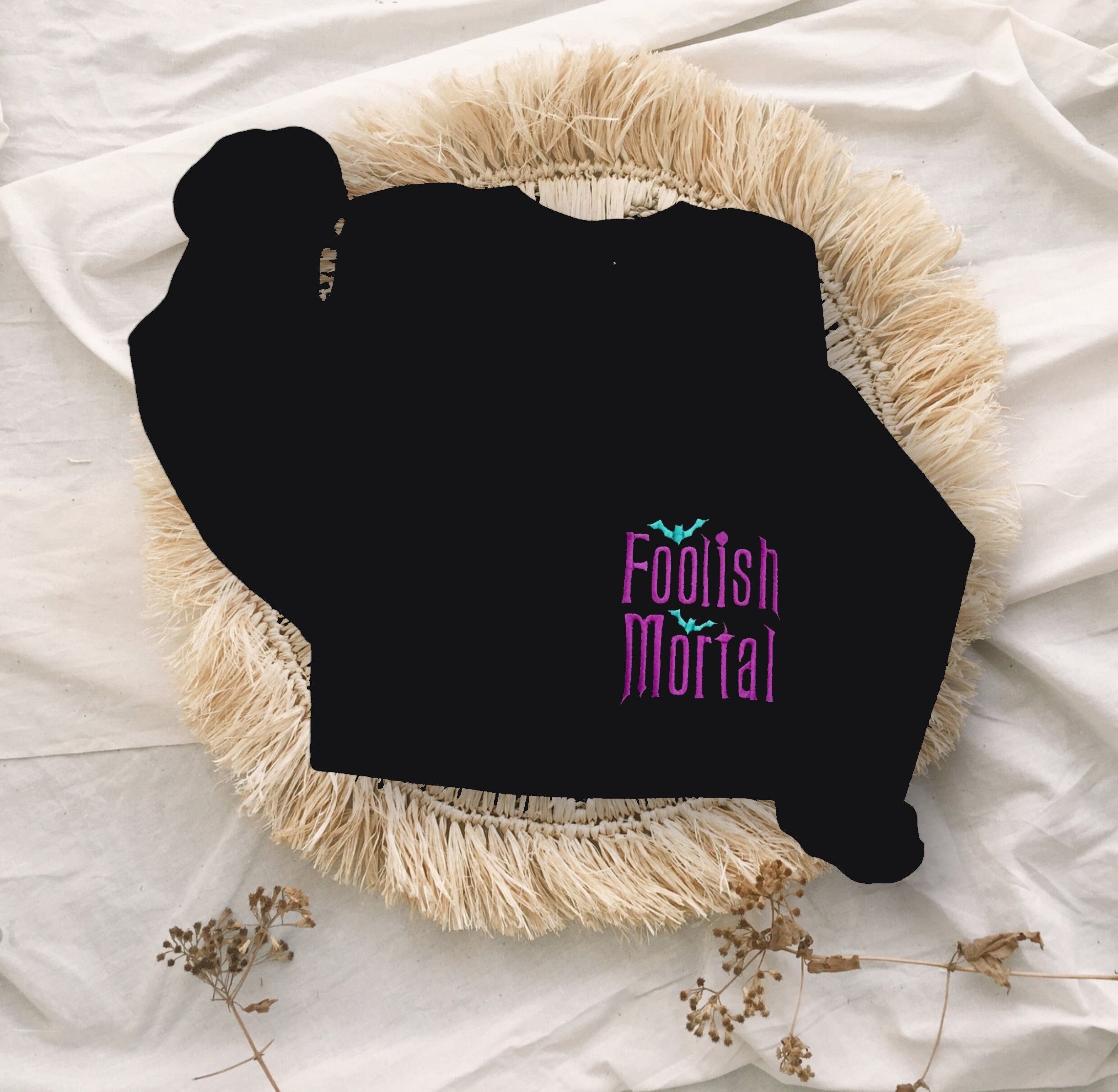 Embroidered Foolish Mortal Unisex Crewneck Sweatshirt – Haunted Mansion Halloween Disney World and Disneyland Sweater