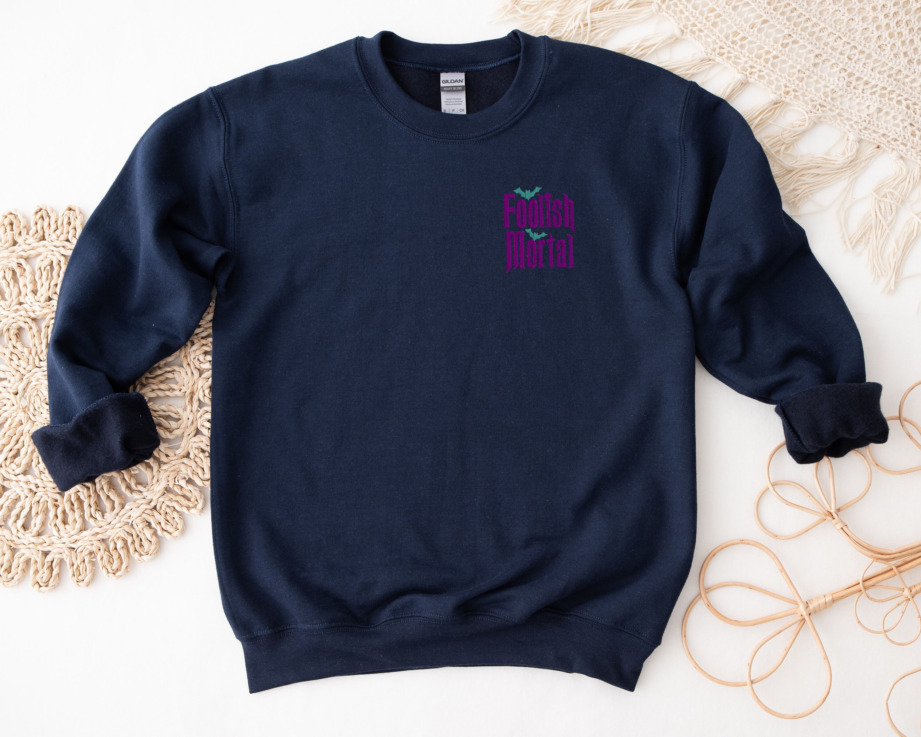 Embroidered Foolish Mortal Unisex Crewneck Sweatshirt – Haunted Mansion Halloween Disney World and Disneyland Sweater - photo 4