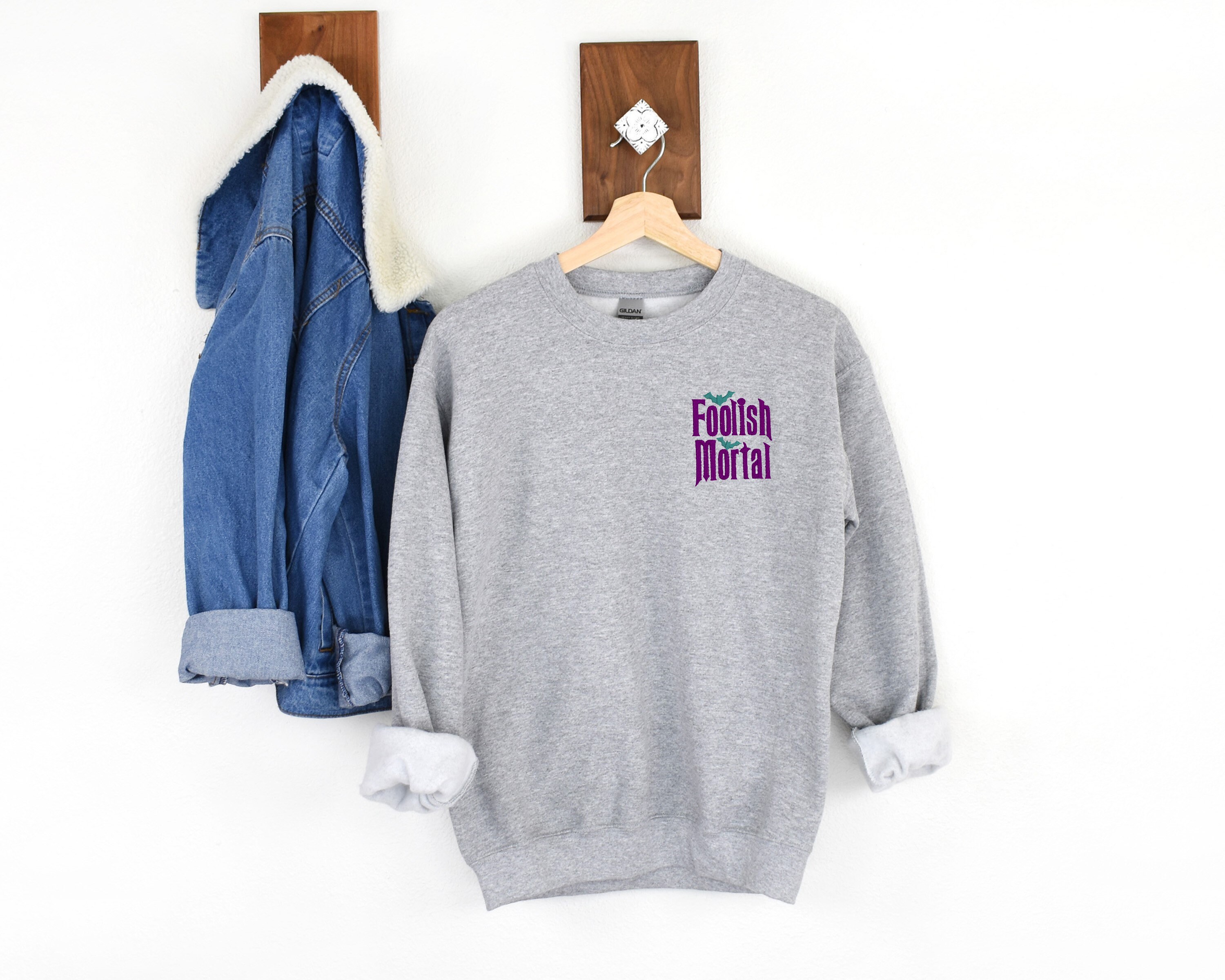 Embroidered Foolish Mortal Unisex Crewneck Sweatshirt – Haunted Mansion Halloween Disney World and Disneyland Sweater - photo 5