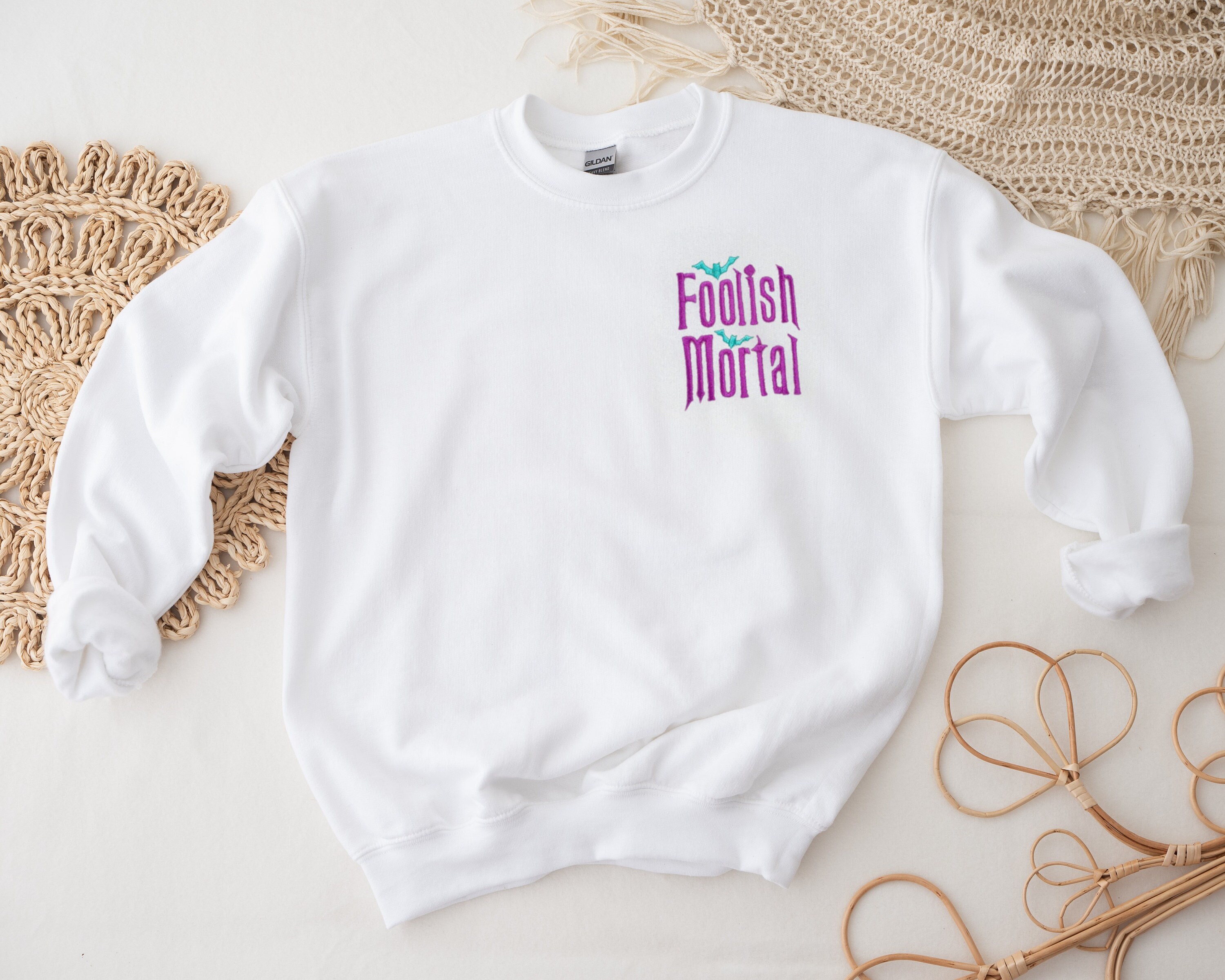 Embroidered Foolish Mortal Unisex Crewneck Sweatshirt – Haunted Mansion Halloween Disney World and Disneyland Sweater - photo 7