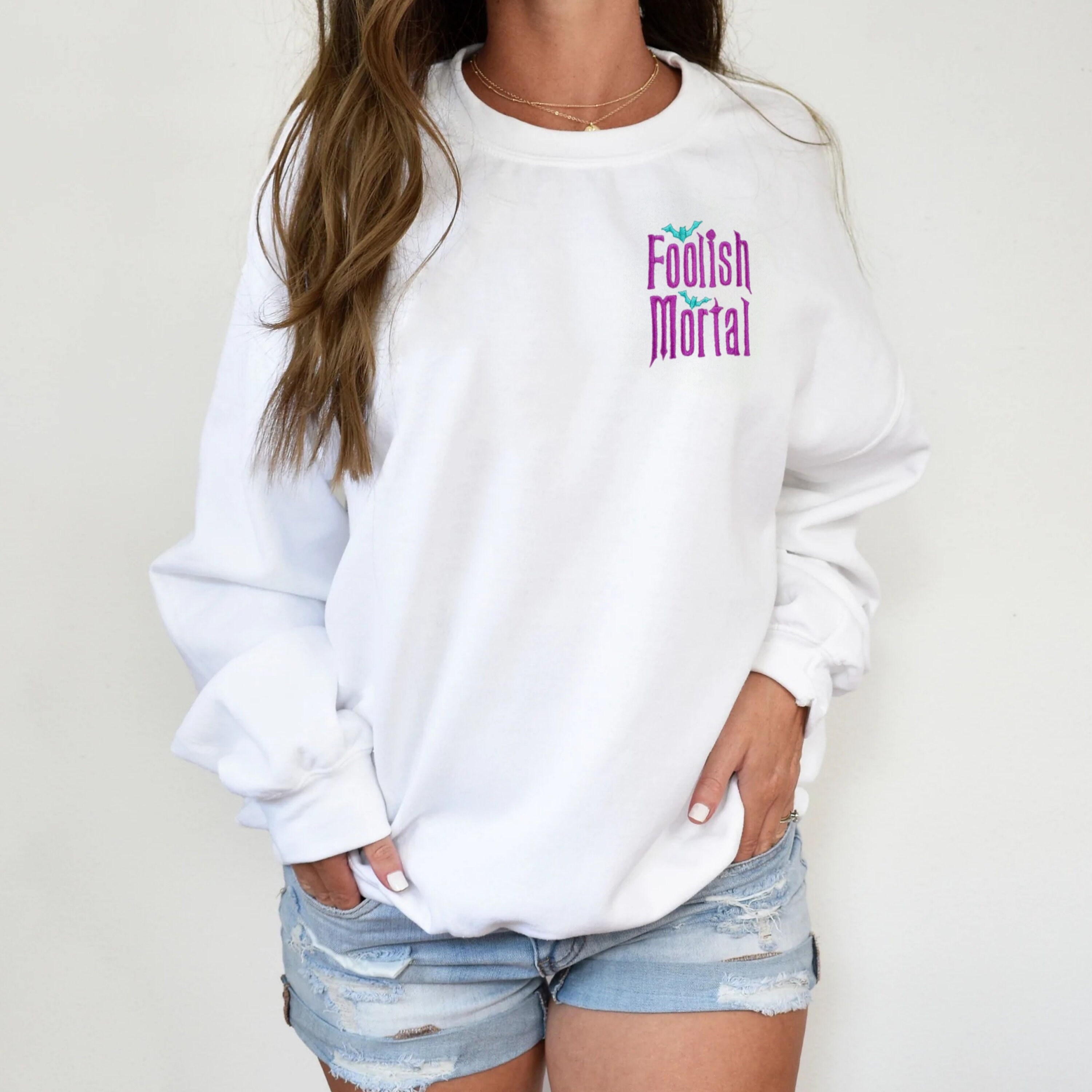 Embroidered Foolish Mortal Unisex Crewneck Sweatshirt – Haunted Mansion Halloween Disney World and Disneyland Sweater - photo 8