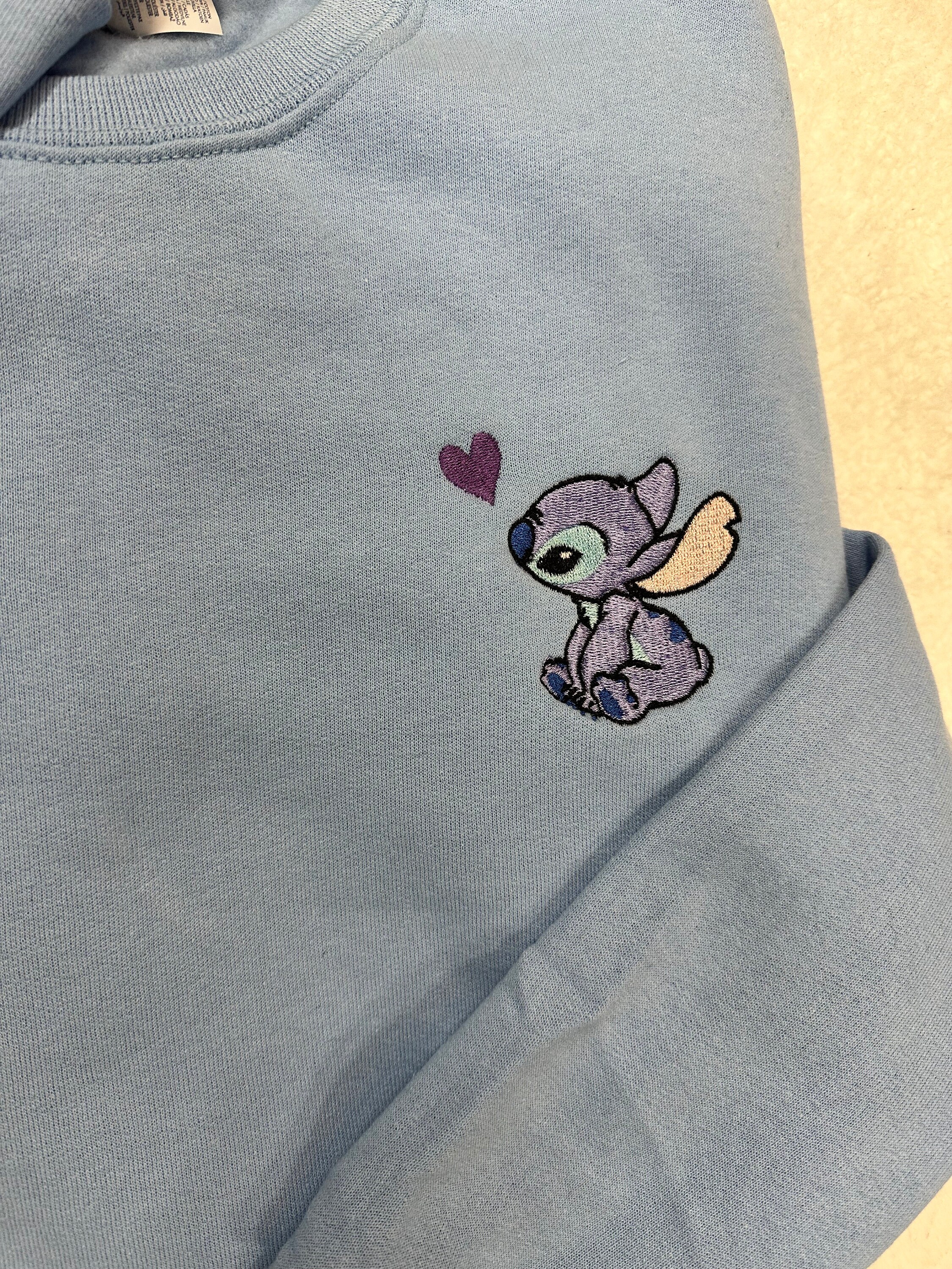 Embroidered Stitch and Angel Sweatshirt – Lilo and Stitch Disney Crewneck Embroidery Pullover for Fans - photo 2