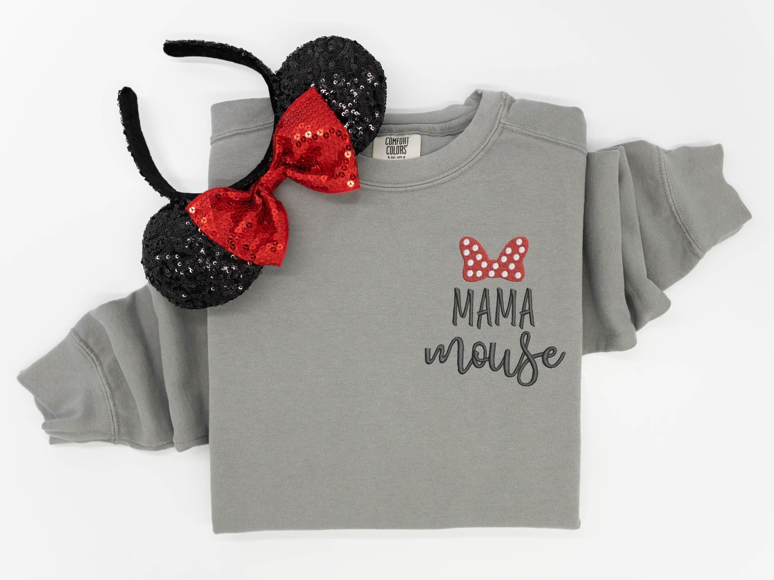 Embroidered Disney Mama Crewneck Sweatshirt with Mickey Rainbow Design – Disney Mom Crew Neck Sweatshirt