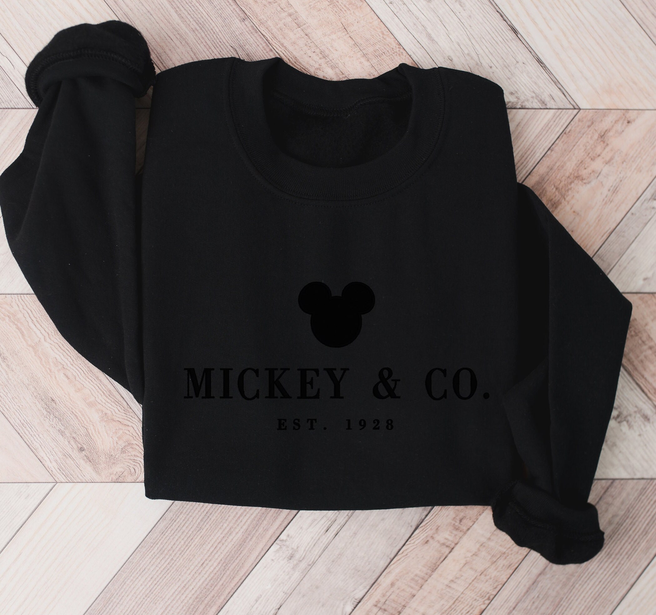 Minimal Embroidered Mickey Sweatshirt in Neutral Crewneck – Cozy Fall Pullover and Park Day Outfit Gift for Her - photo 5
