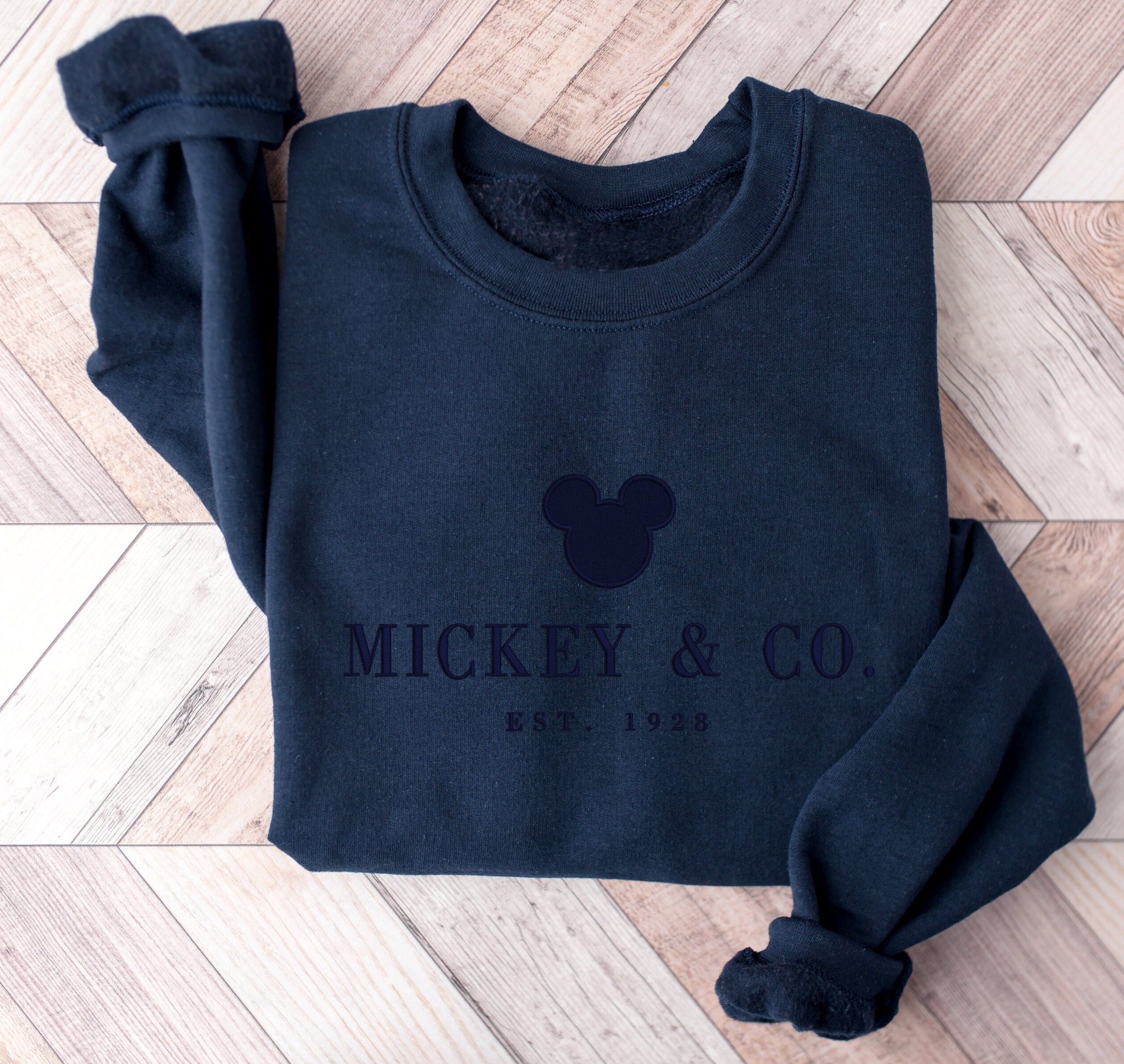 Minimal Embroidered Mickey Sweatshirt in Neutral Crewneck – Cozy Fall Pullover and Park Day Outfit Gift for Her - photo 6