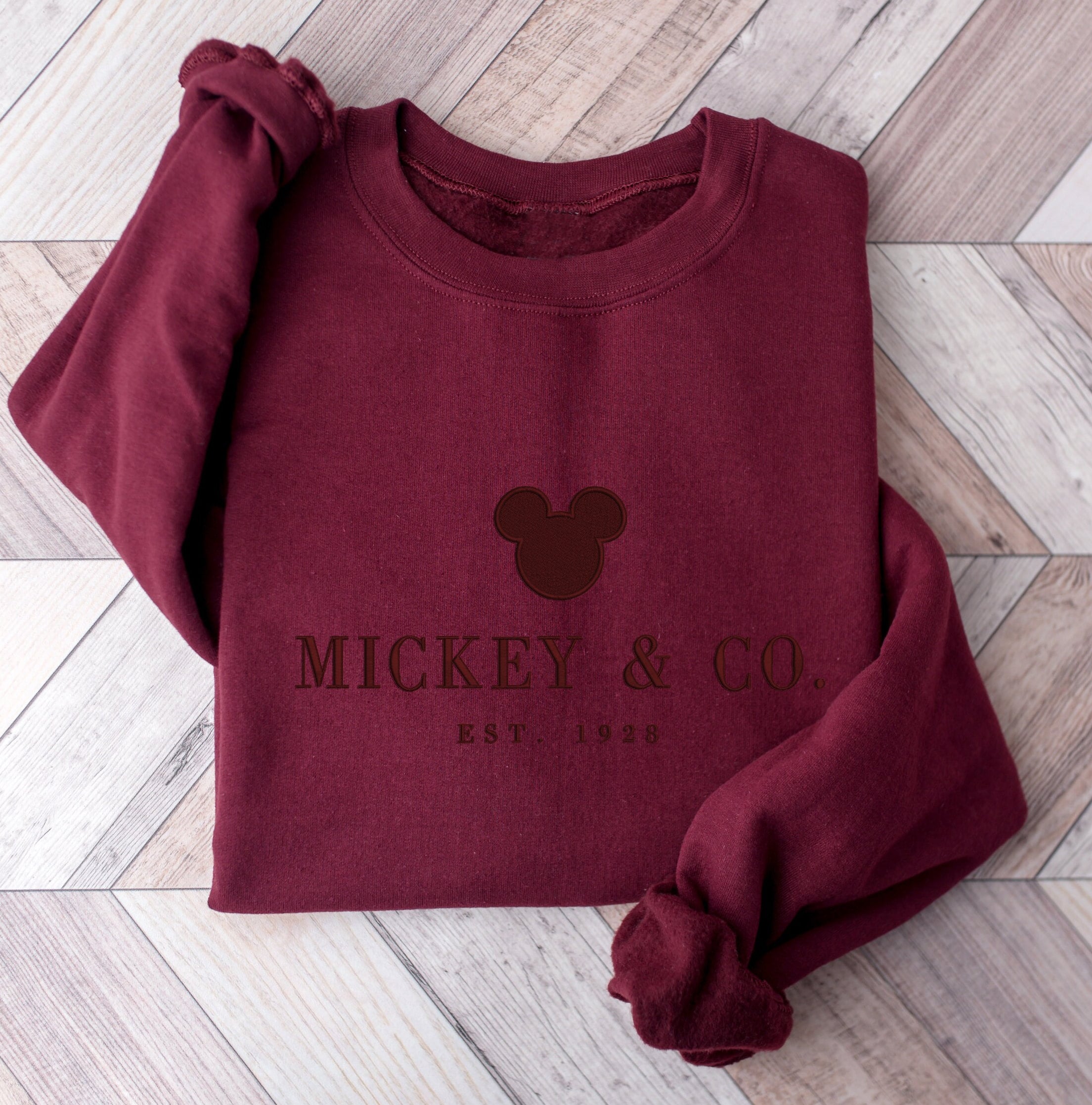 Minimal Embroidered Mickey Sweatshirt in Neutral Crewneck – Cozy Fall Pullover and Park Day Outfit Gift for Her - photo 7