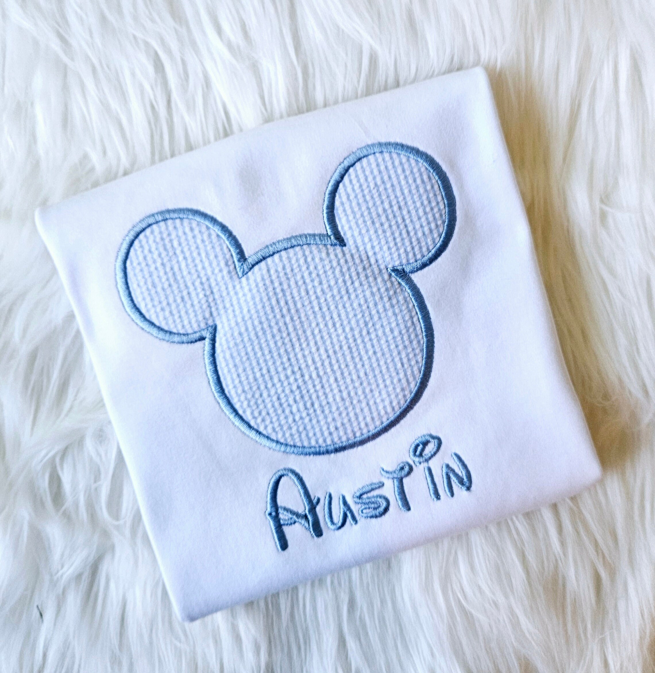 Embroidered Seersucker Mickey T-Shirt – Classic Embroidery Tee for Everyday and Vacation Wear - photo 2