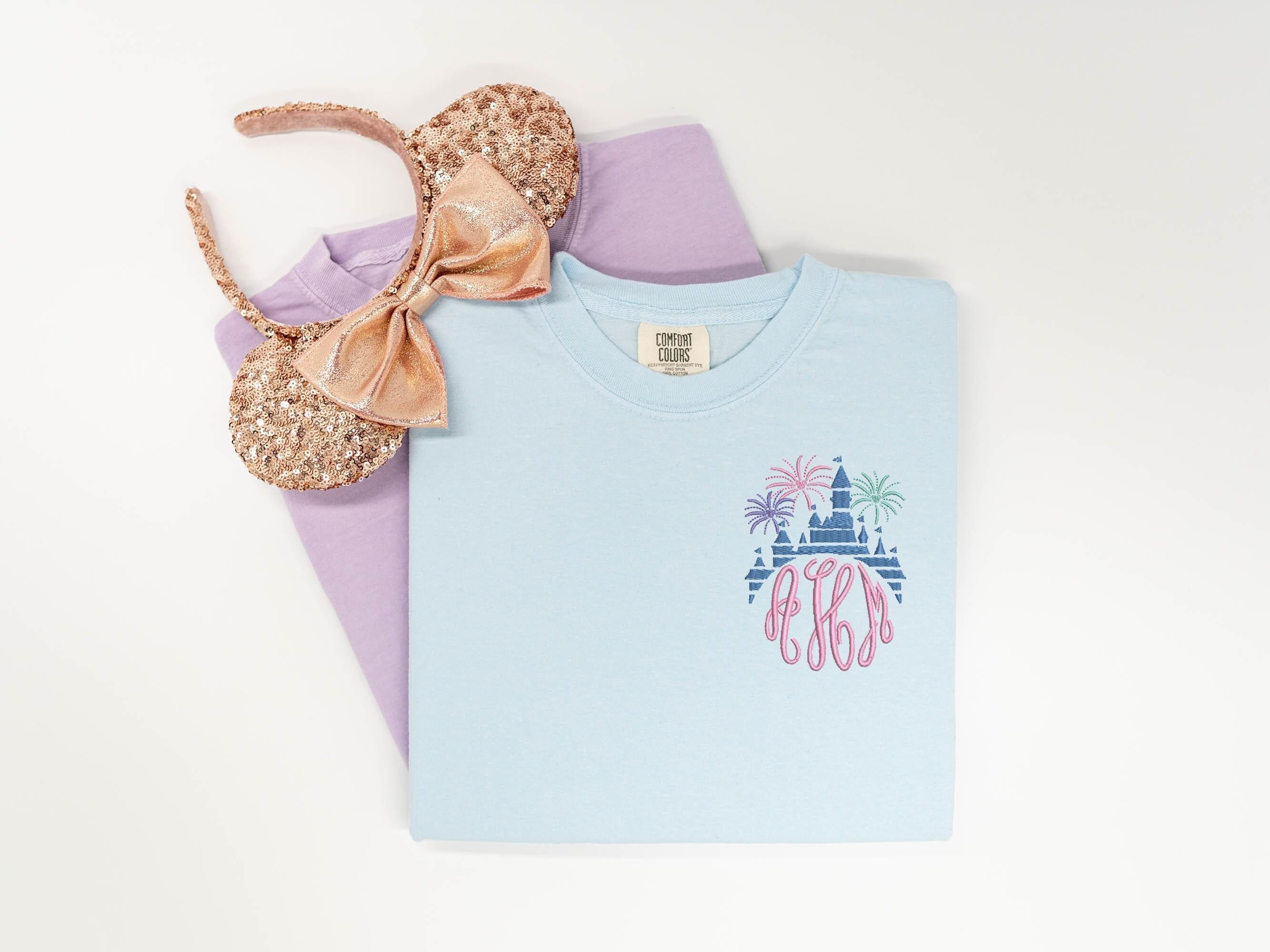 Embroidered Disney Castle Monogram T-Shirt – Personalized Monogram Disney Castle Shirt and Tank Top