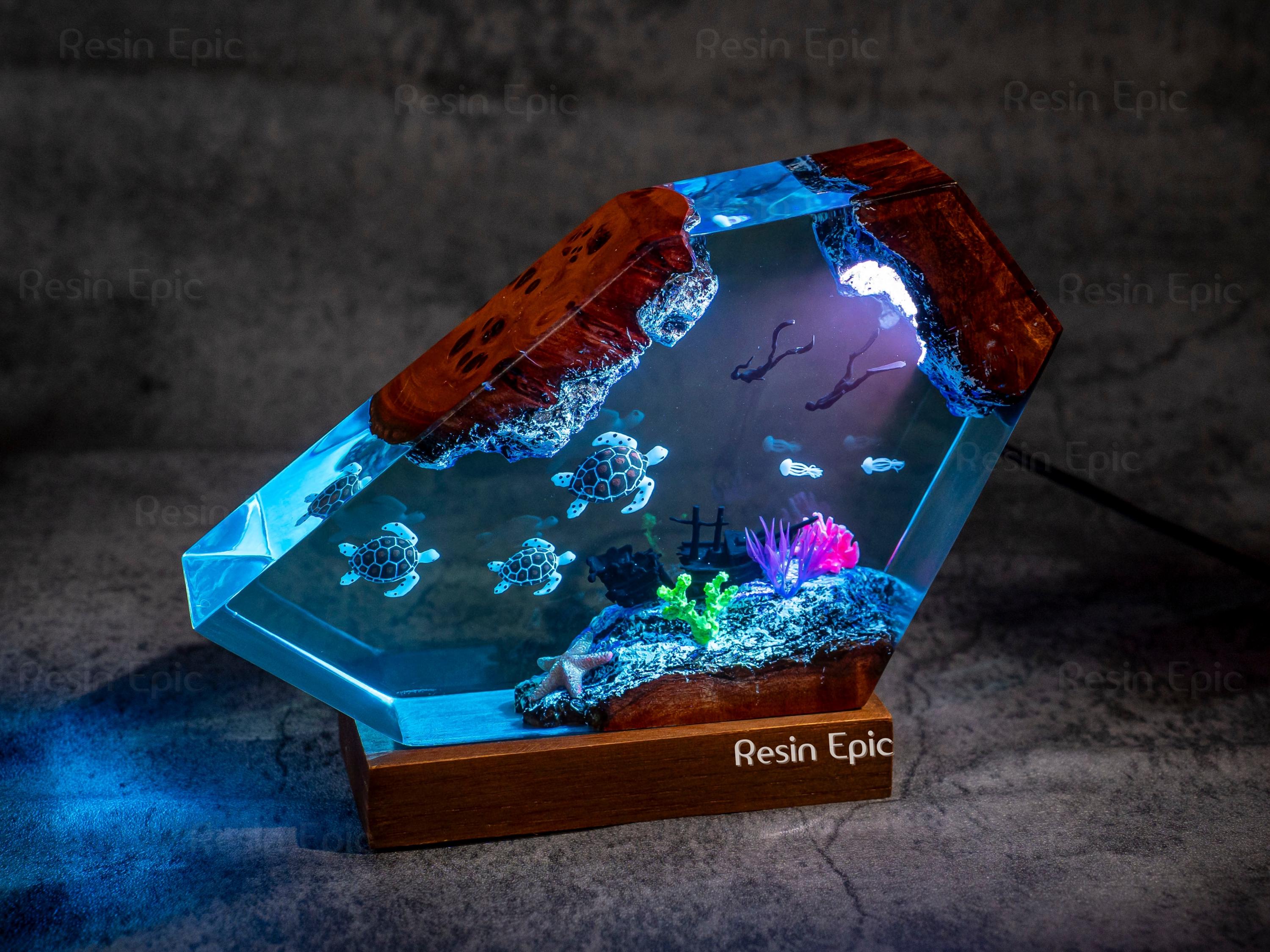 Turtles and Diver Epoxy Resin Night Light – Coral Reef Marine Life Decor and Unique Gift for Ocean Lovers - photo 4
