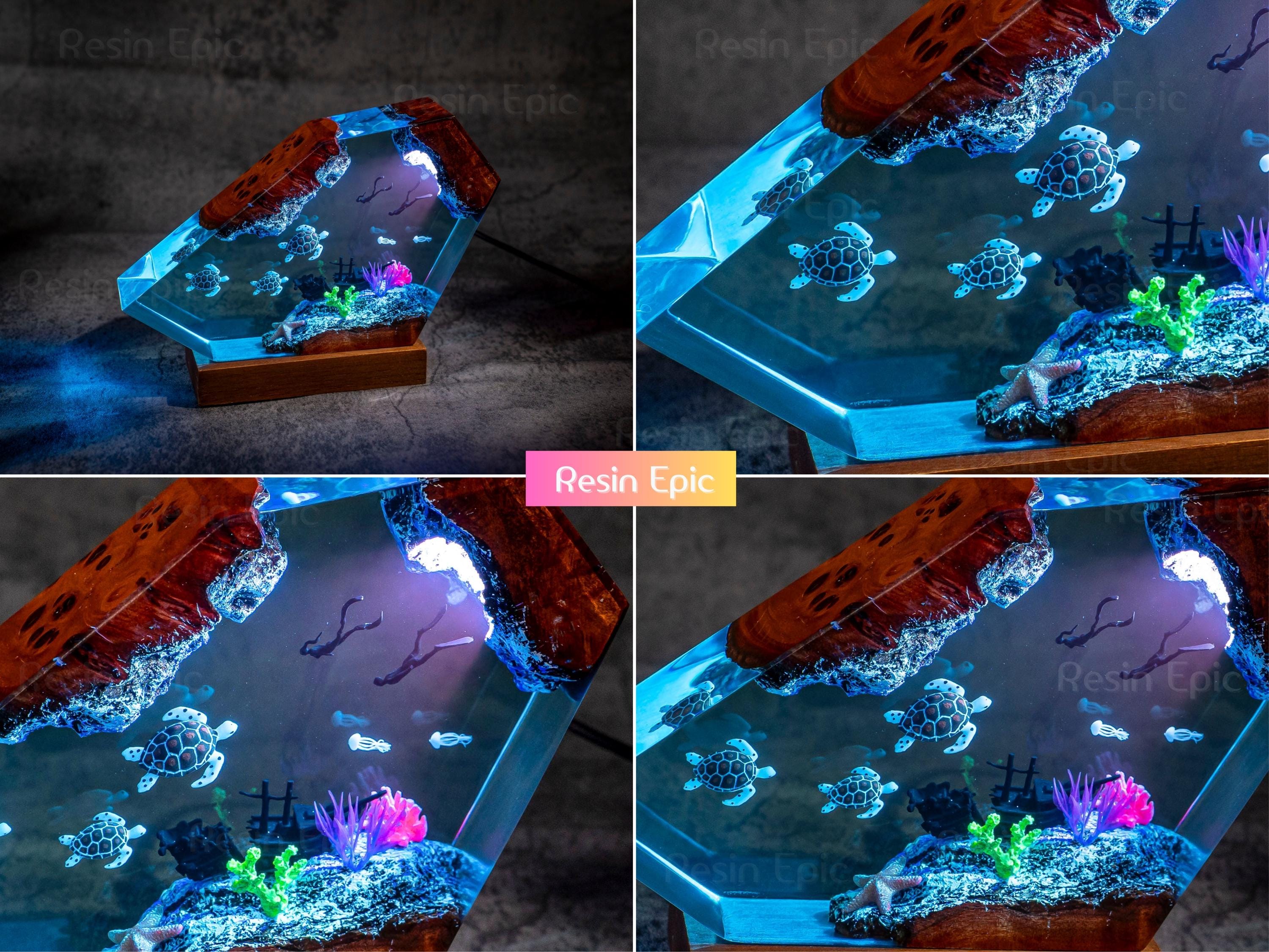 Turtles and Diver Epoxy Resin Night Light – Coral Reef Marine Life Decor and Unique Gift for Ocean Lovers - photo 6