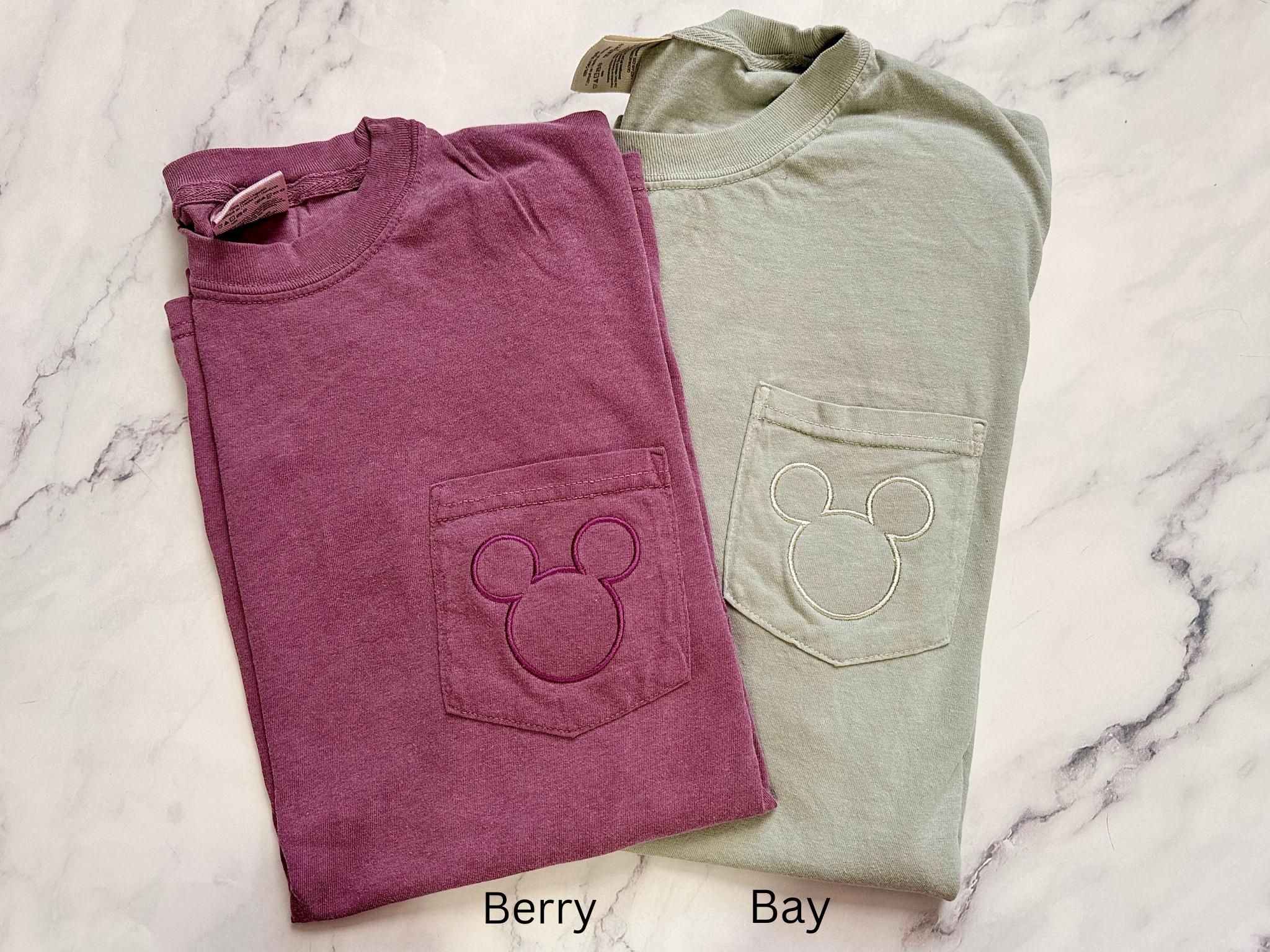 Embroidered Mickey Mouse Comfort Colors Pocket Tee – Simple Monochrome Disney Shirt for Everyday Wear - photo 2