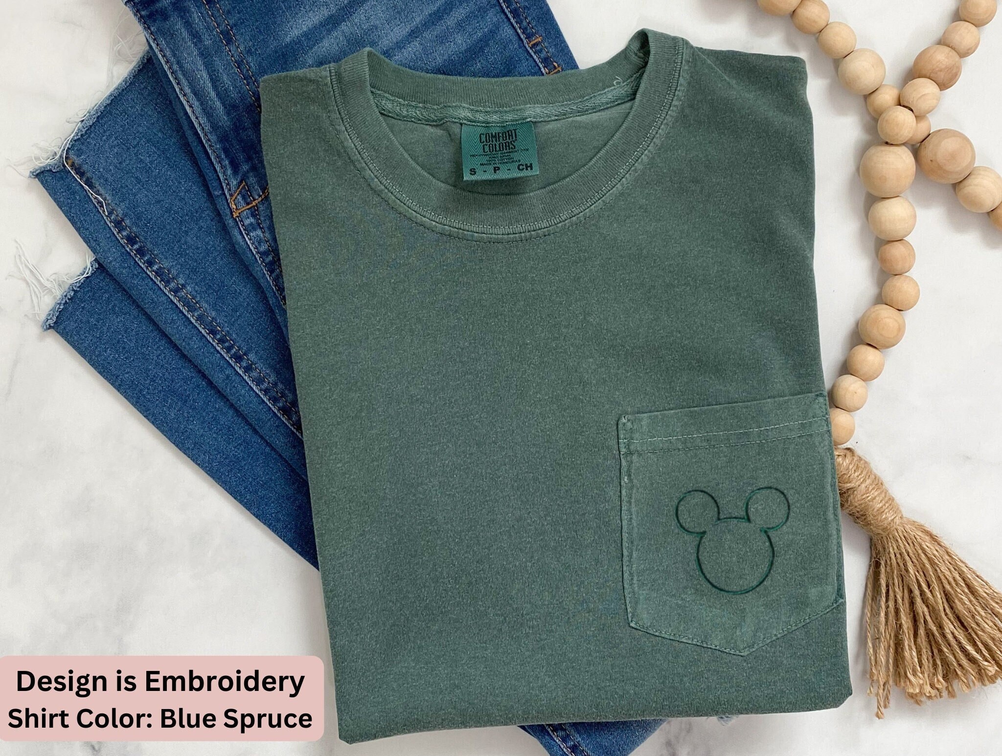 Embroidered Mickey Mouse Comfort Colors Pocket Tee – Simple Monochrome Disney Shirt for Everyday Wear - photo 6