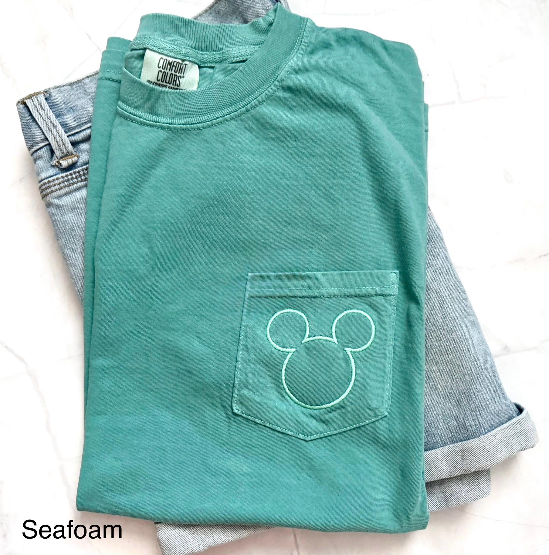 Embroidered Mickey Mouse Comfort Colors Pocket Tee – Simple Monochrome Disney Shirt for Everyday Wear - photo 7