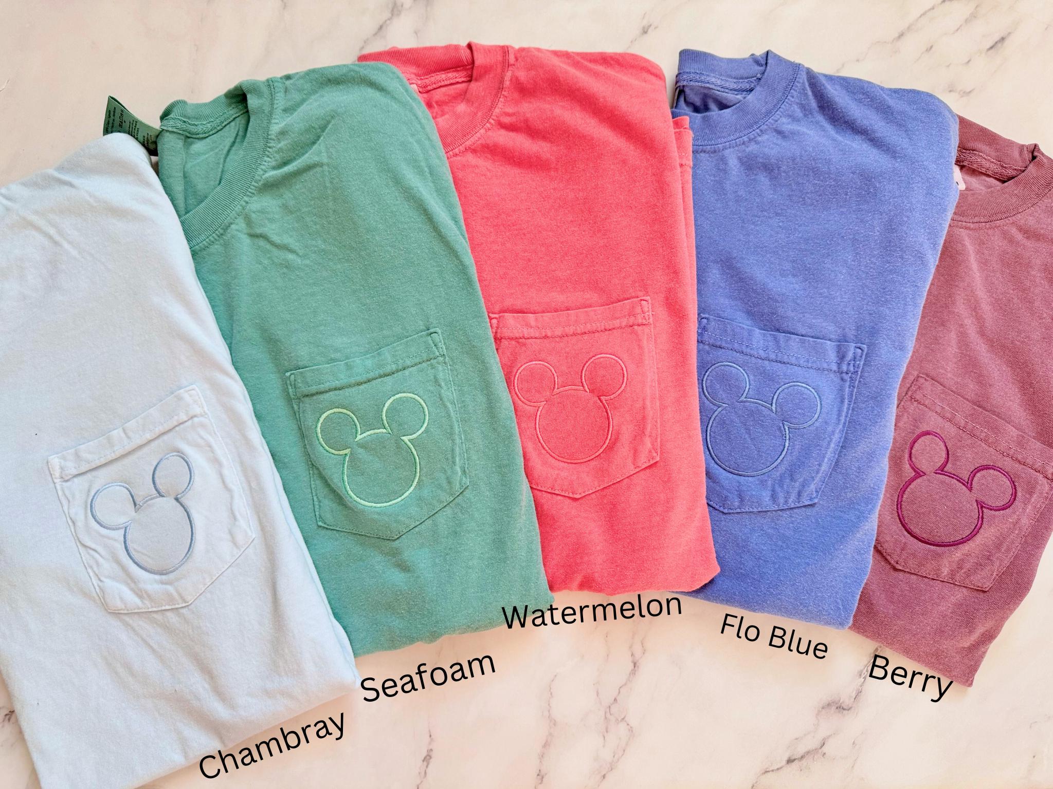 Embroidered Mickey Mouse Comfort Colors Pocket Tee – Simple Monochrome Disney Shirt for Everyday Wear - photo 8