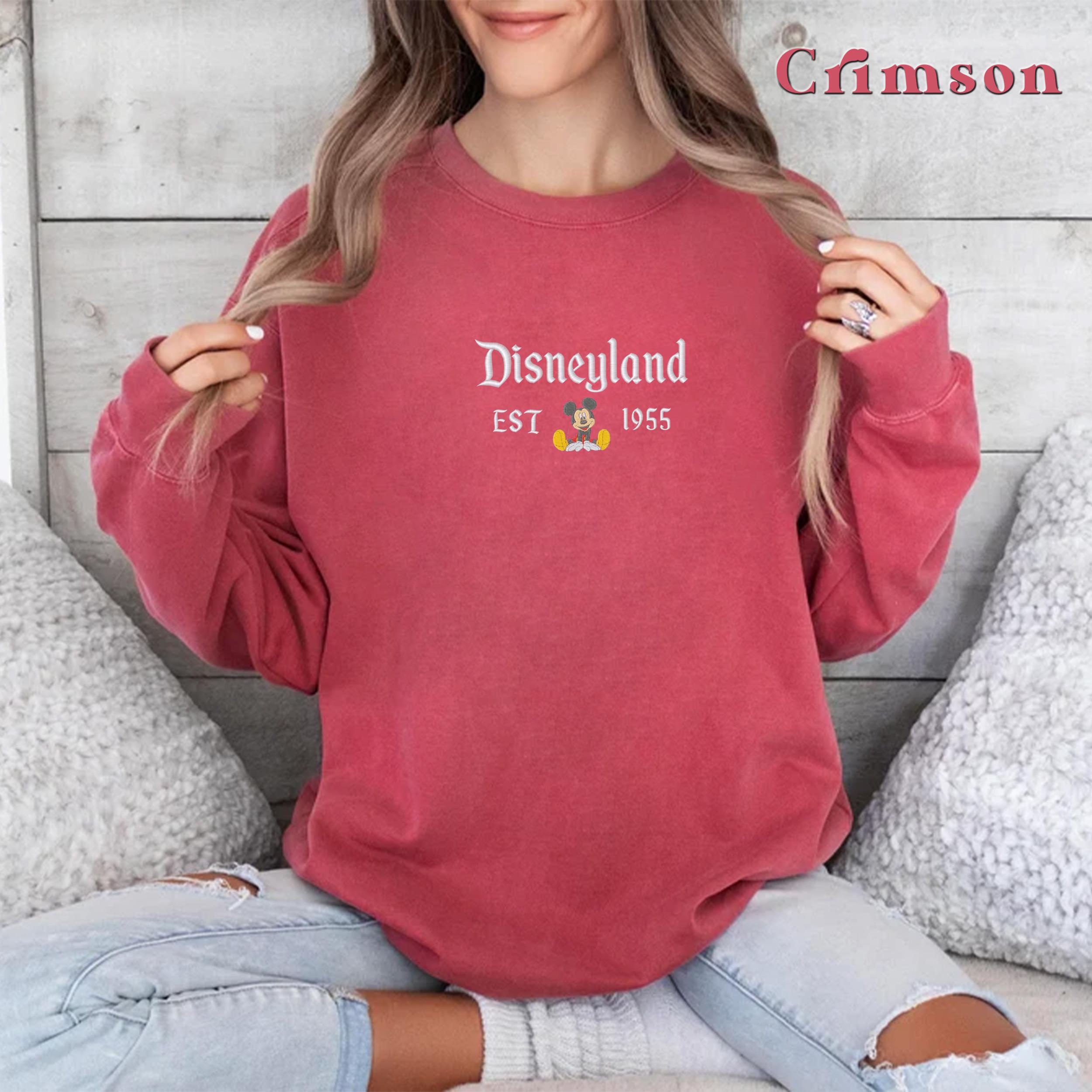 Embroidered Disneyland Est 1955 Sweatshirt with Mickey and Friends – Disneyland Trip Vacation T-Shirt and Sweater - photo 7
