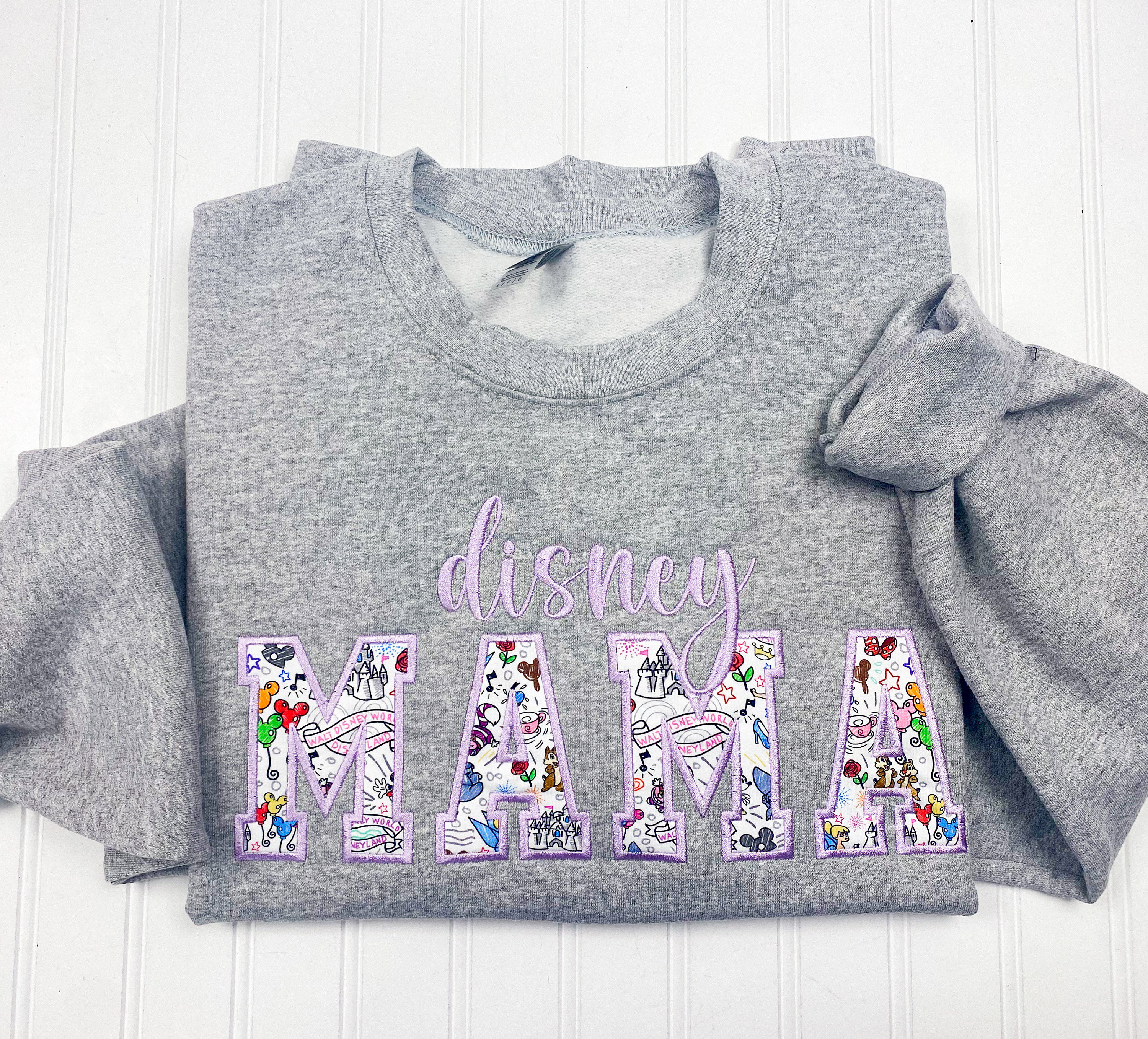 Disney Mama Embroidered Sweatshirt – Cozy Crewneck Pullover for Moms on a Disney Park Vacation