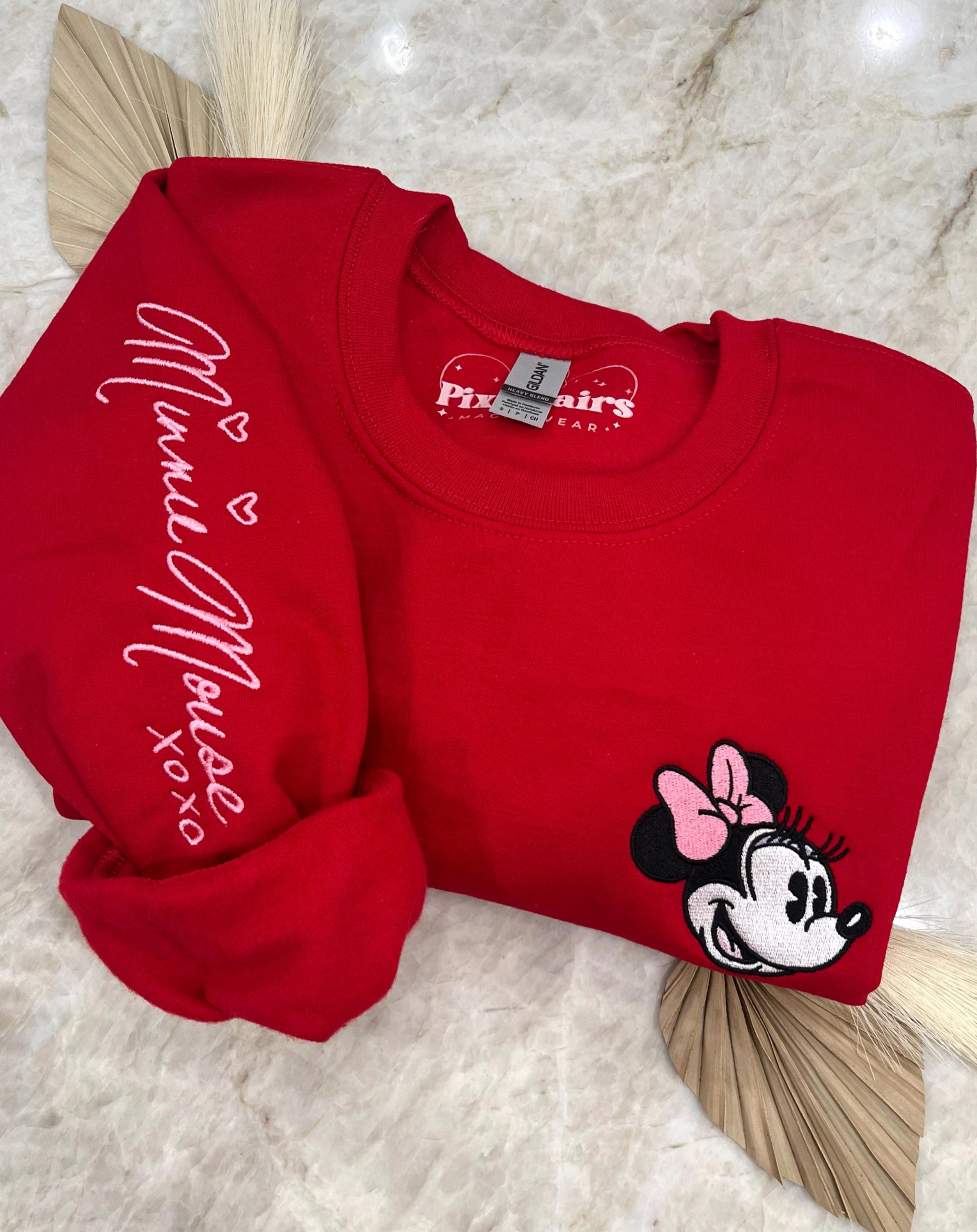Minnie Mouse Inspired Autograph Crewneck Sweater with Signature Sleeve Embroidery – Magical Embroidered Crewneck - photo 6