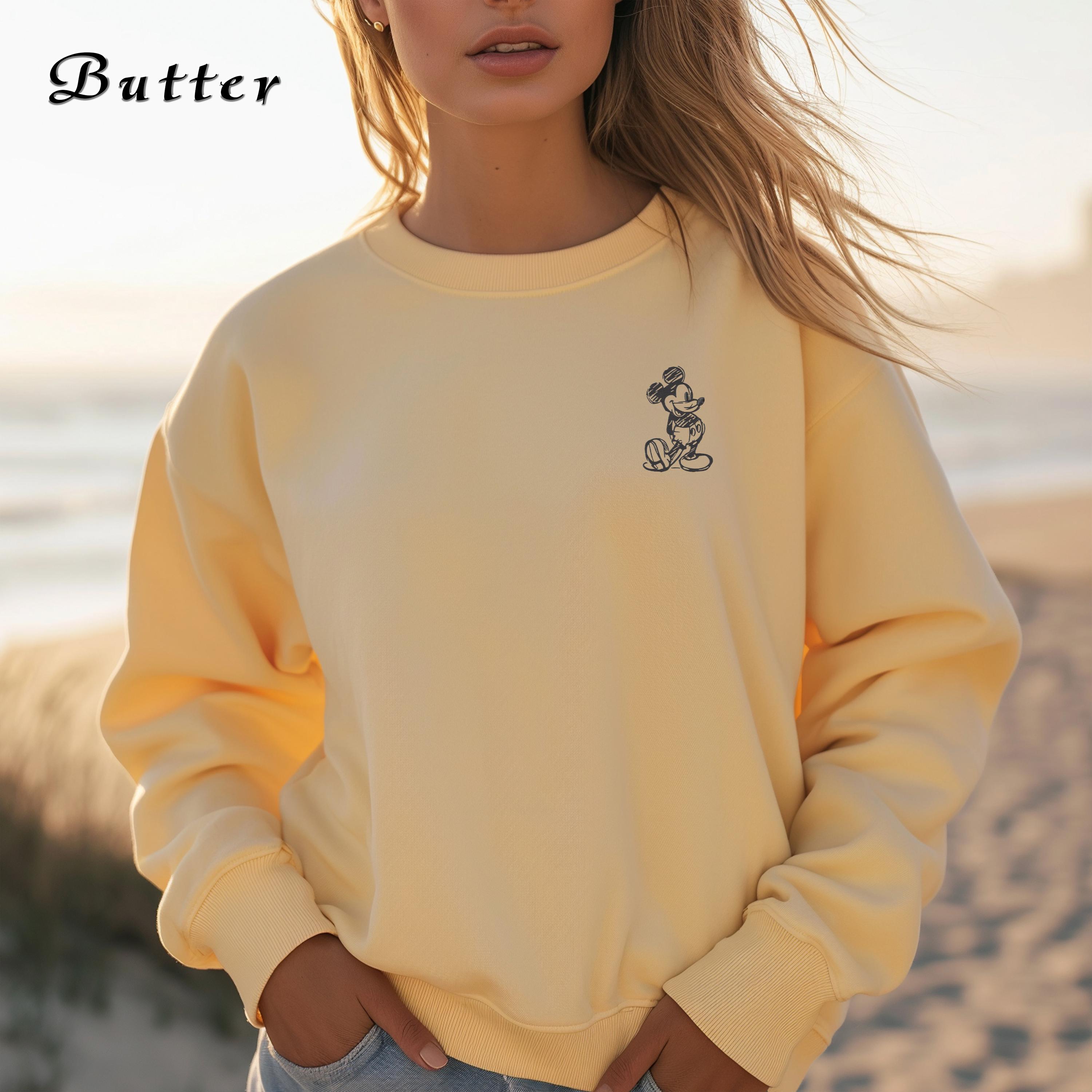 Embroidered Mickey Mouse Sketch Sweatshirt in Comfort Colors – Disney World Vacation and Family Matching Trip Sweater