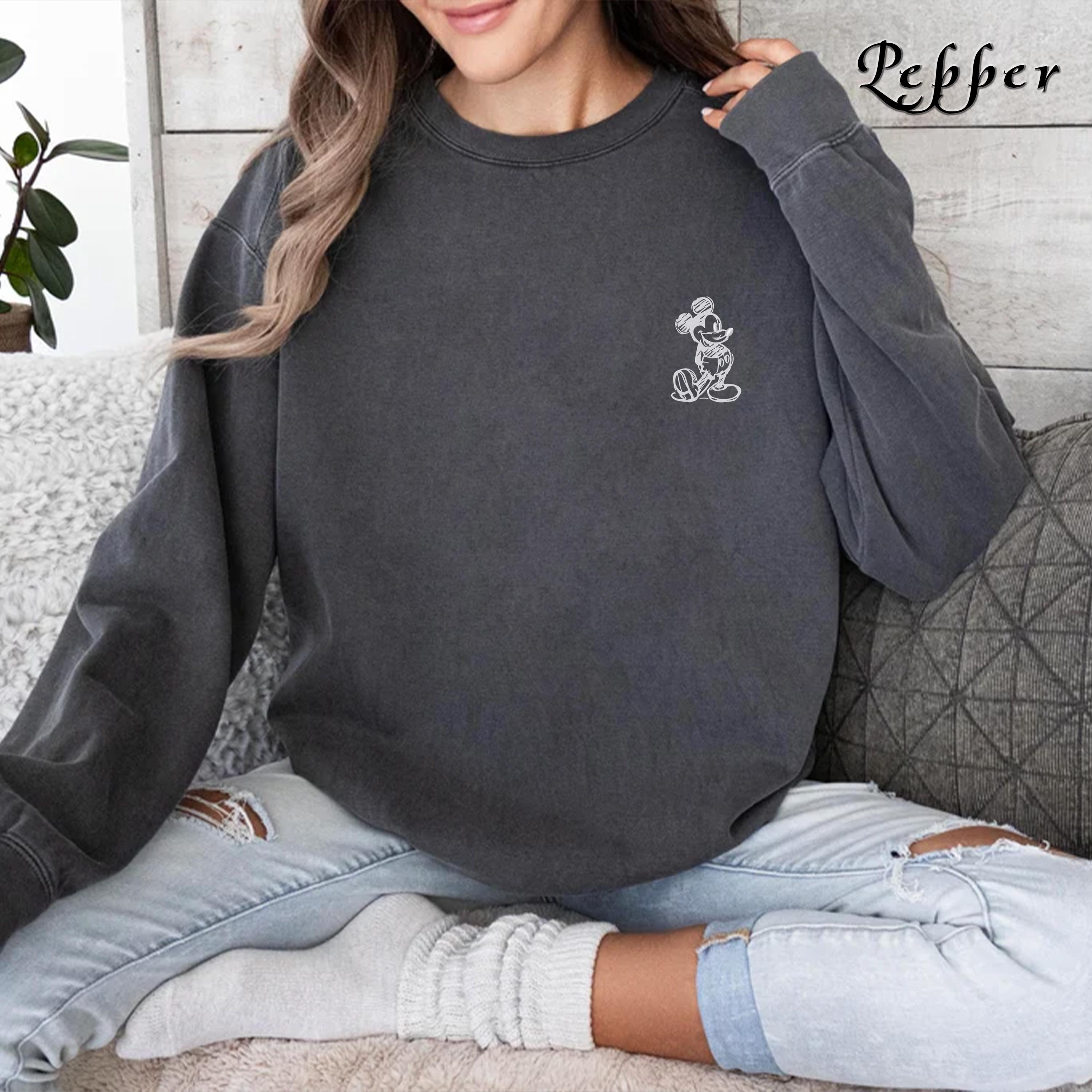 Embroidered Mickey Mouse Sketch Sweatshirt in Comfort Colors – Disney World Vacation and Family Matching Trip Sweater - photo 3