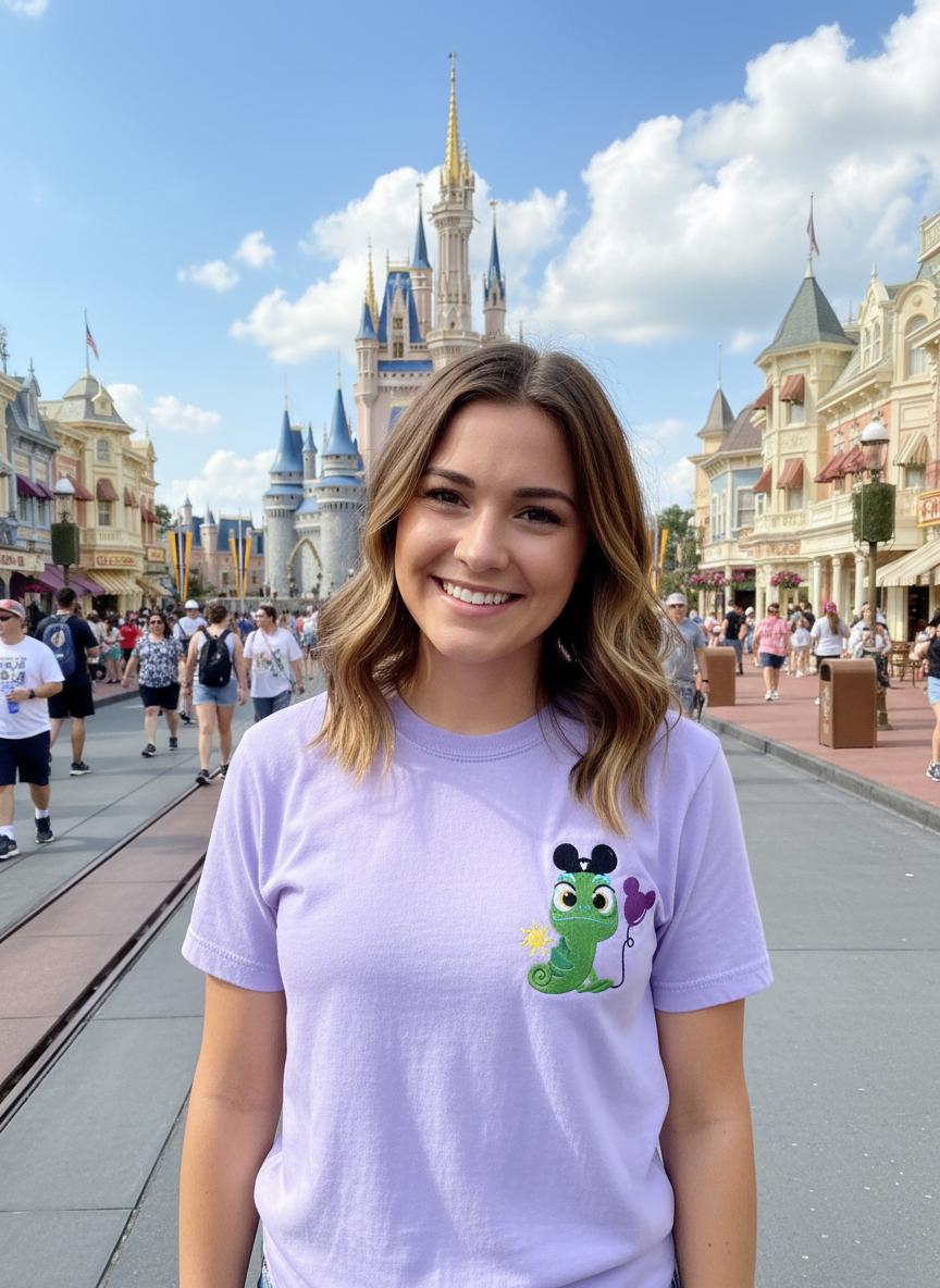 Embroidered Pascal Shirt with Rapunzel Design – Disney Embroidery Tee for Everyday and Park Wear