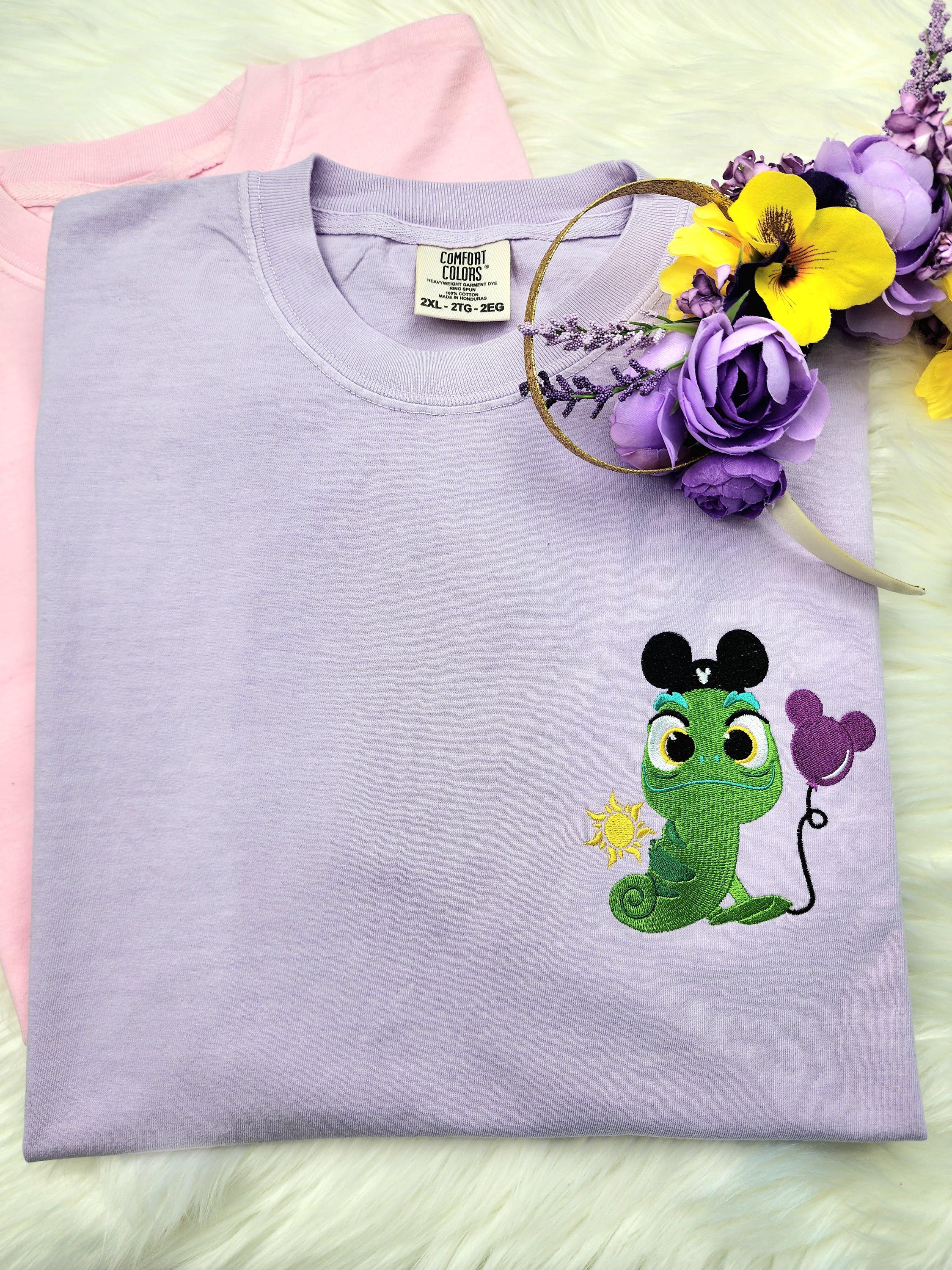 Embroidered Pascal Shirt with Rapunzel Design – Disney Embroidery Tee for Everyday and Park Wear - photo 2