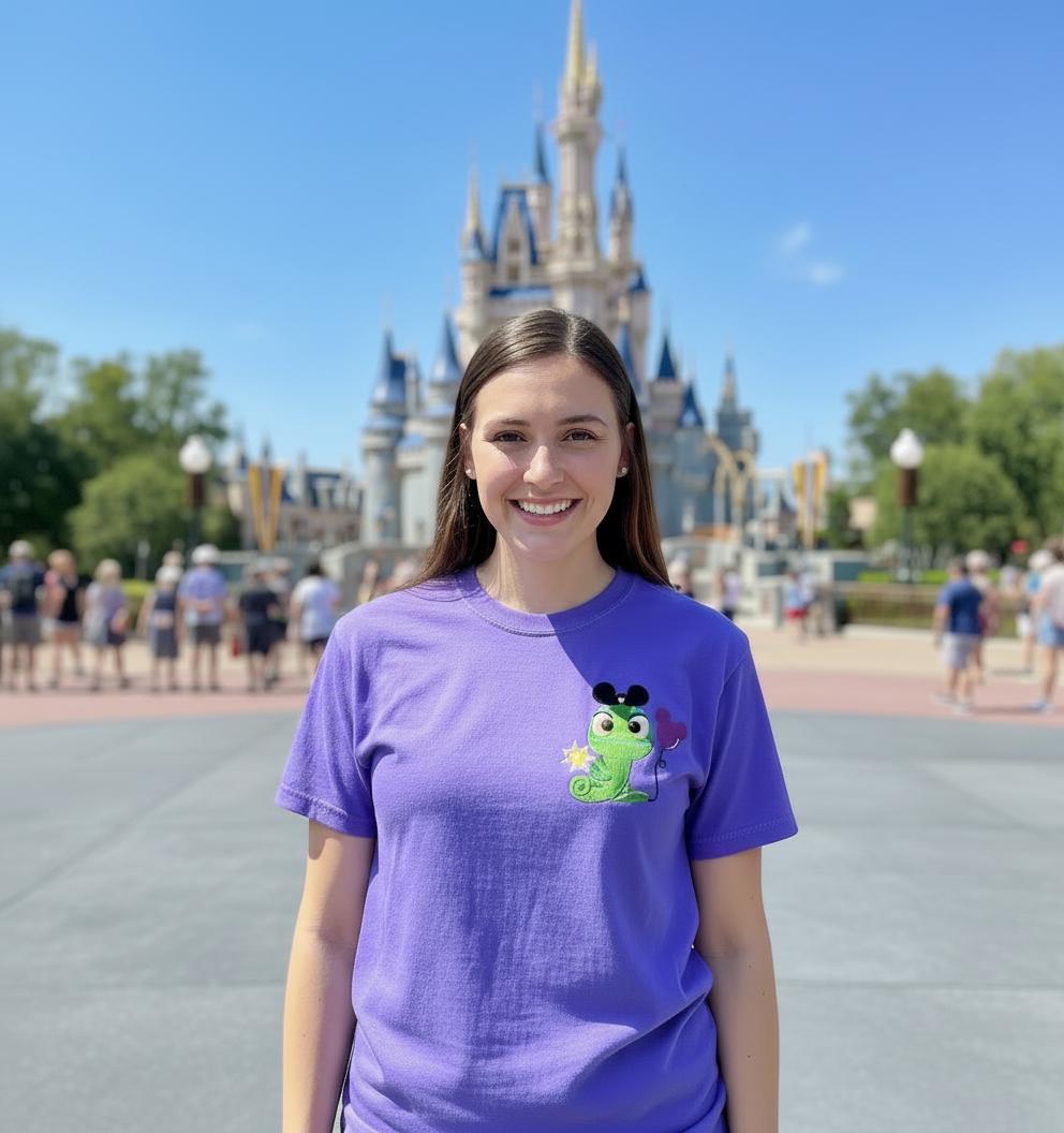 Embroidered Pascal Shirt with Rapunzel Design – Disney Embroidery Tee for Everyday and Park Wear - photo 5