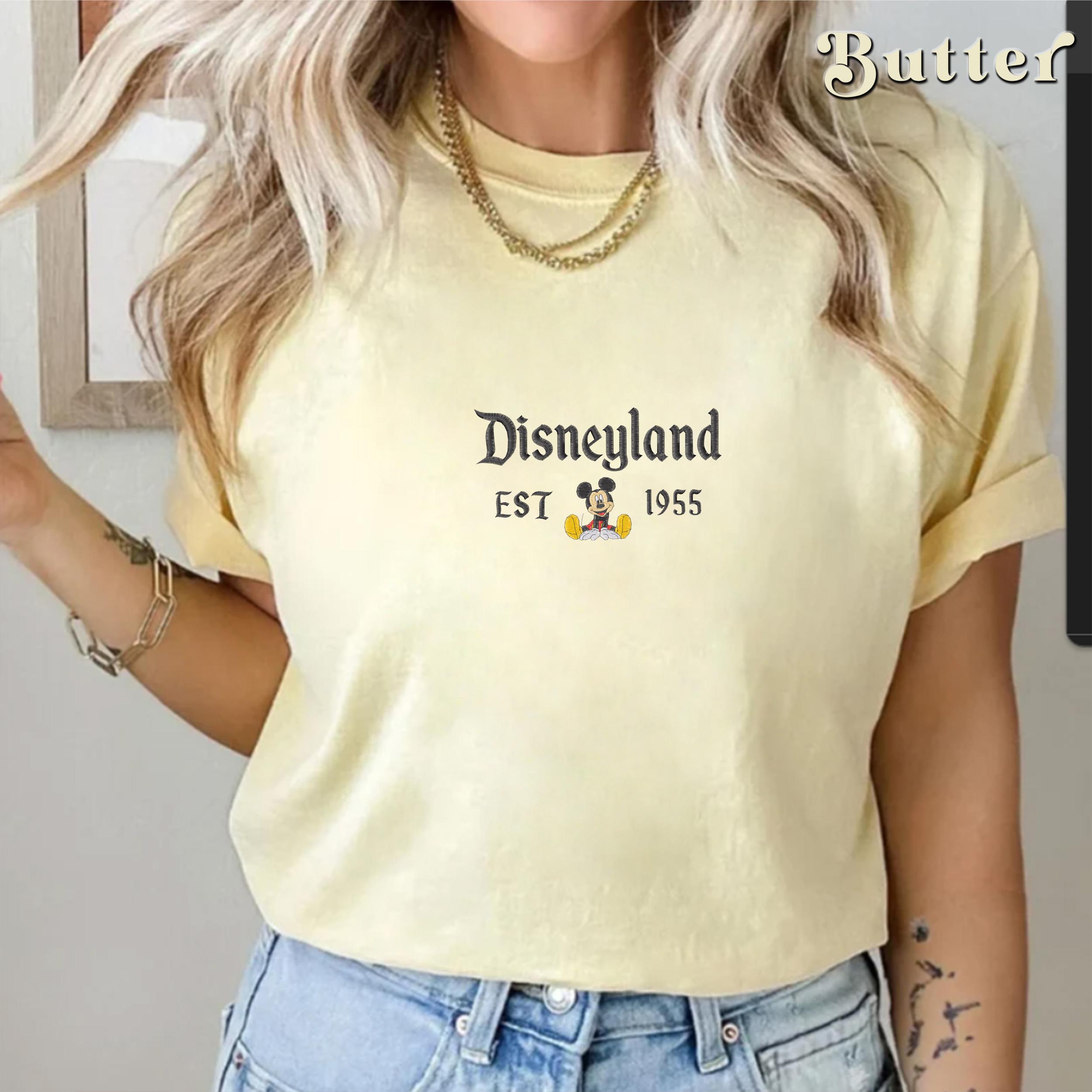 Embroidered Disneyland Florida Est 1955 Shirt with Mickey and Friends – Retro Walt Disney Vacation Tee