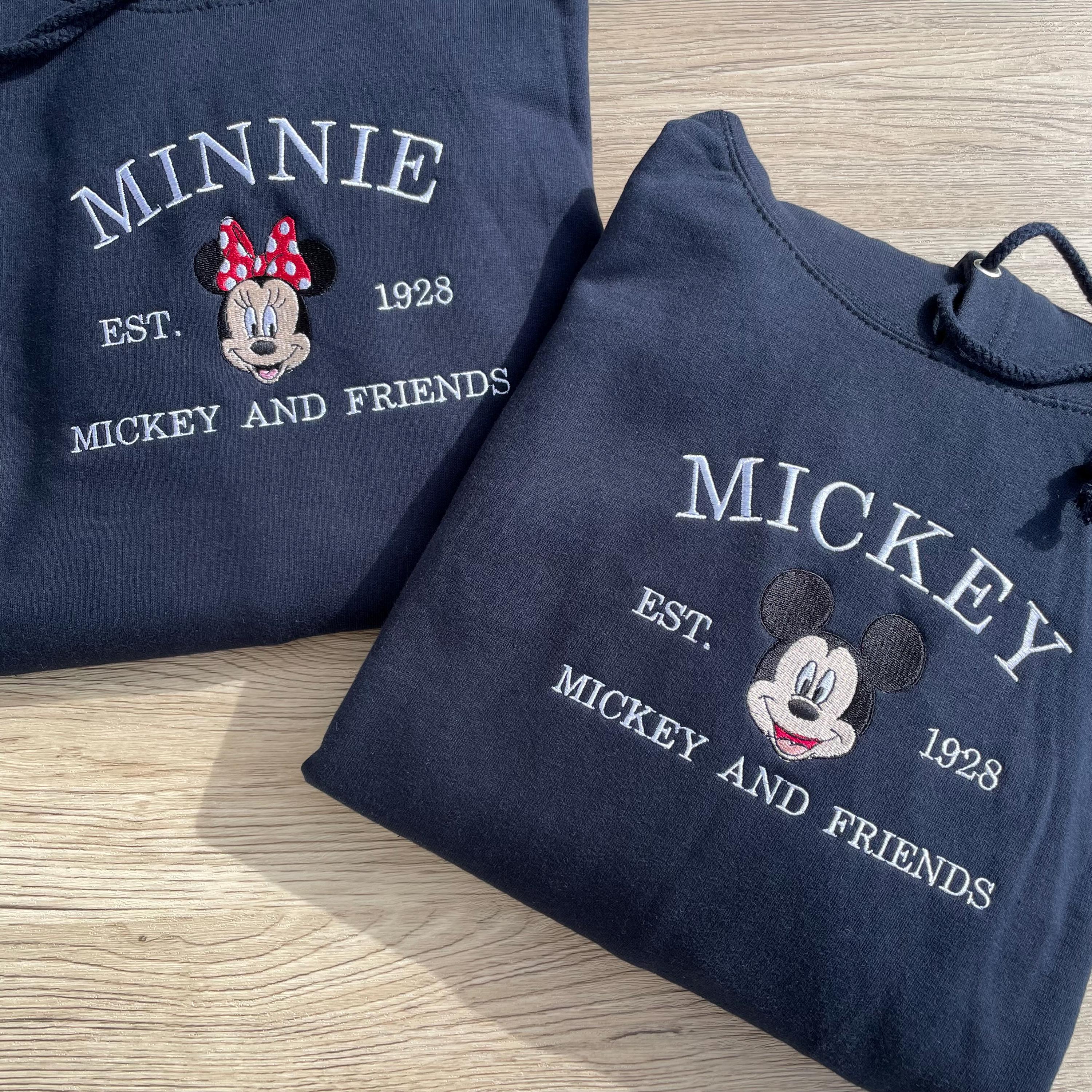 Mickey and Minnie Mouse Embroidered Sweatshirt – Disney Matching Characters Crewneck with Classic Disney Design - photo 3