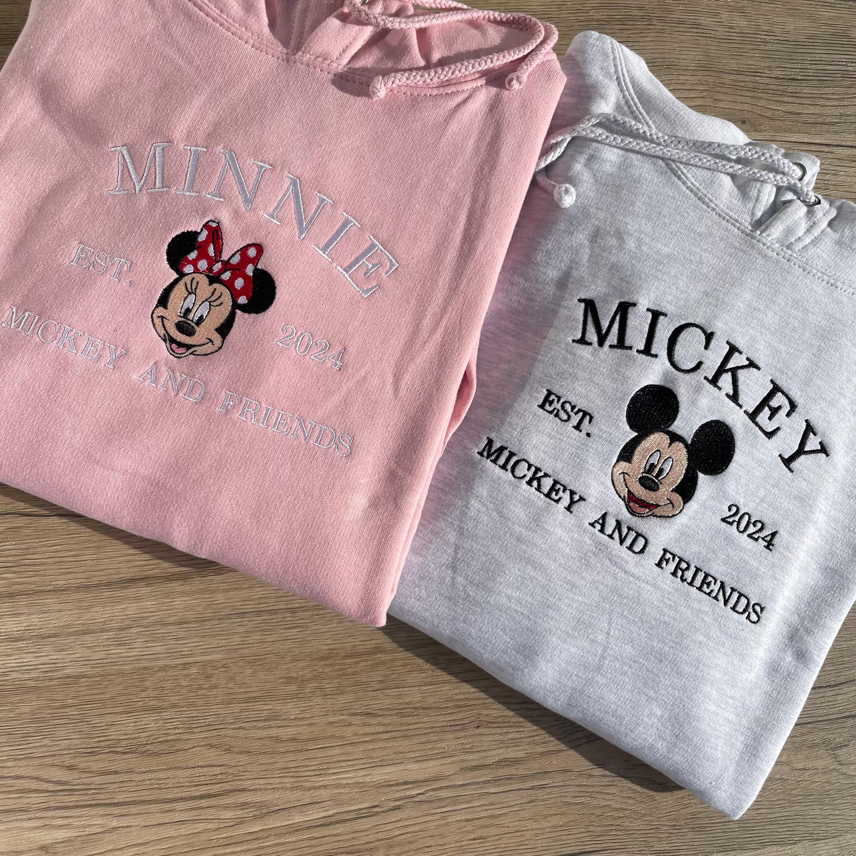 Mickey and Minnie Mouse Embroidered Sweatshirt – Disney Matching Characters Crewneck with Classic Disney Design - photo 7