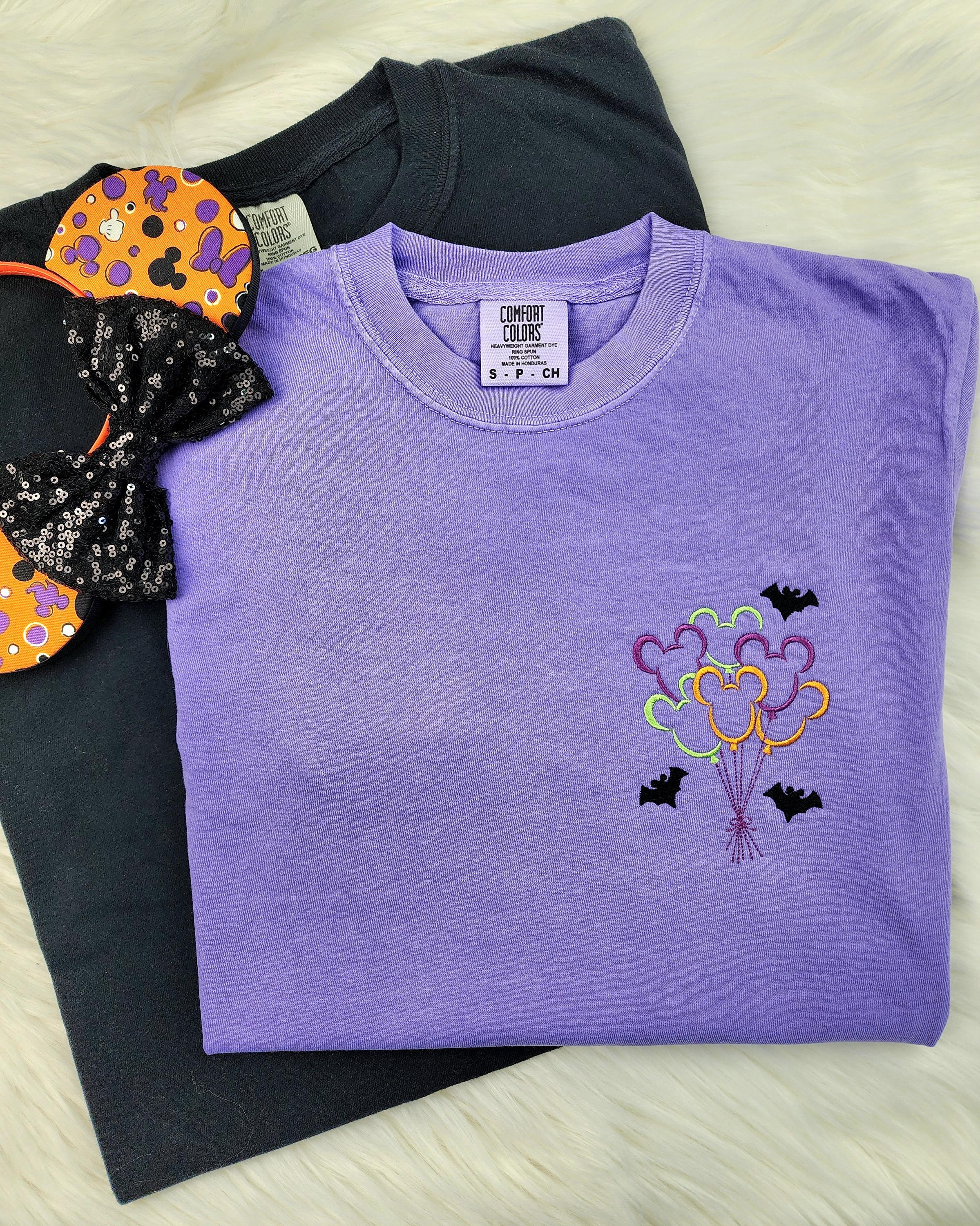 Embroidered Mickey Halloween Balloons Shirt – Disney Halloween Embroidered Sweatshirt for Park Trips